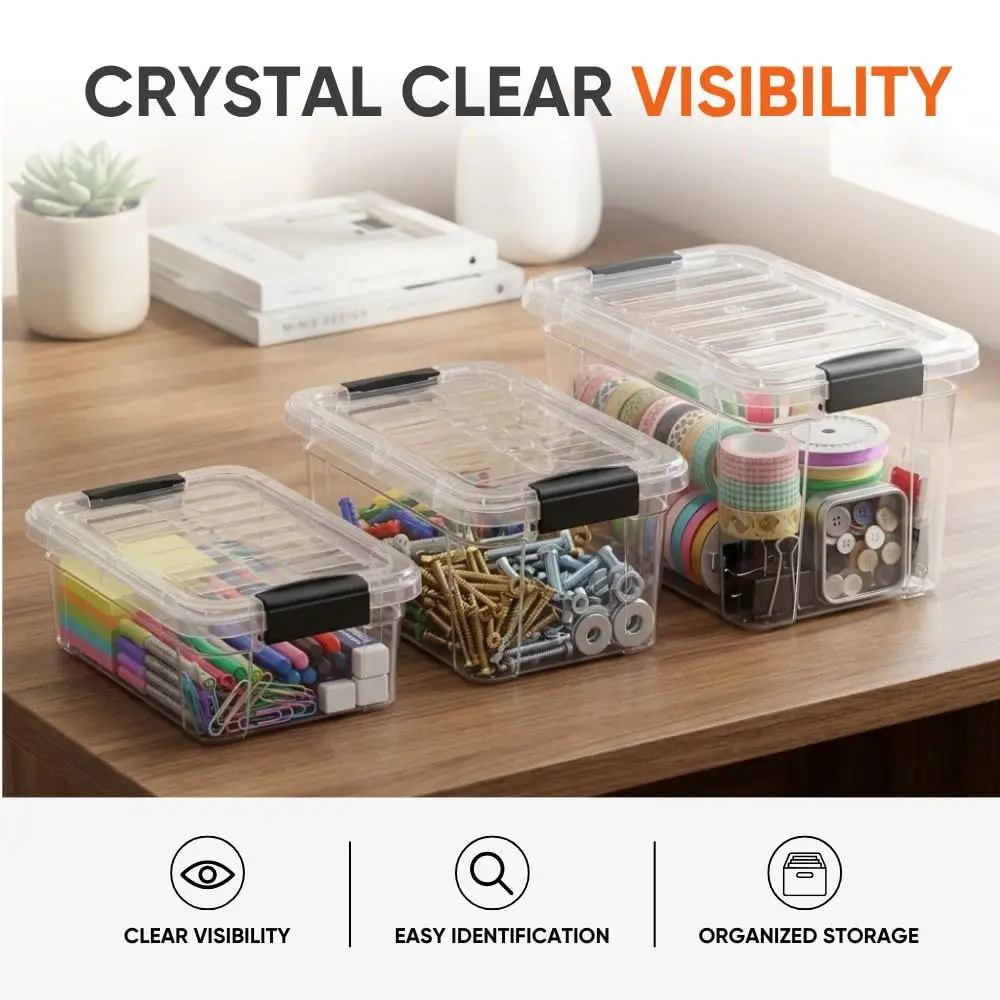 Superio 1.85 Quart Clear Plastic Storage Boxes with Lids | Stackable BPA-Free Organizer Containers for Home & Office - view 8