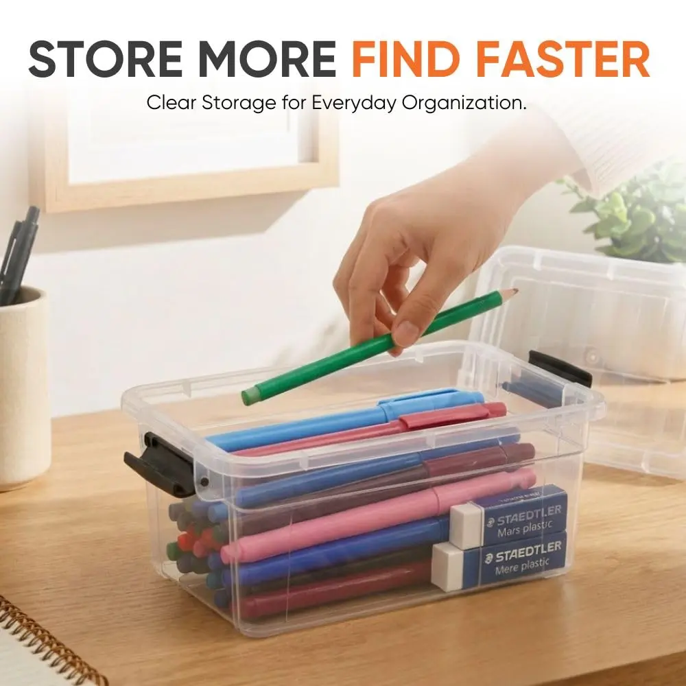 Superio 1.85 Quart Clear Plastic Storage Boxes with Lids | Stackable BPA-Free Organizer Containers for Home & Office - view 2