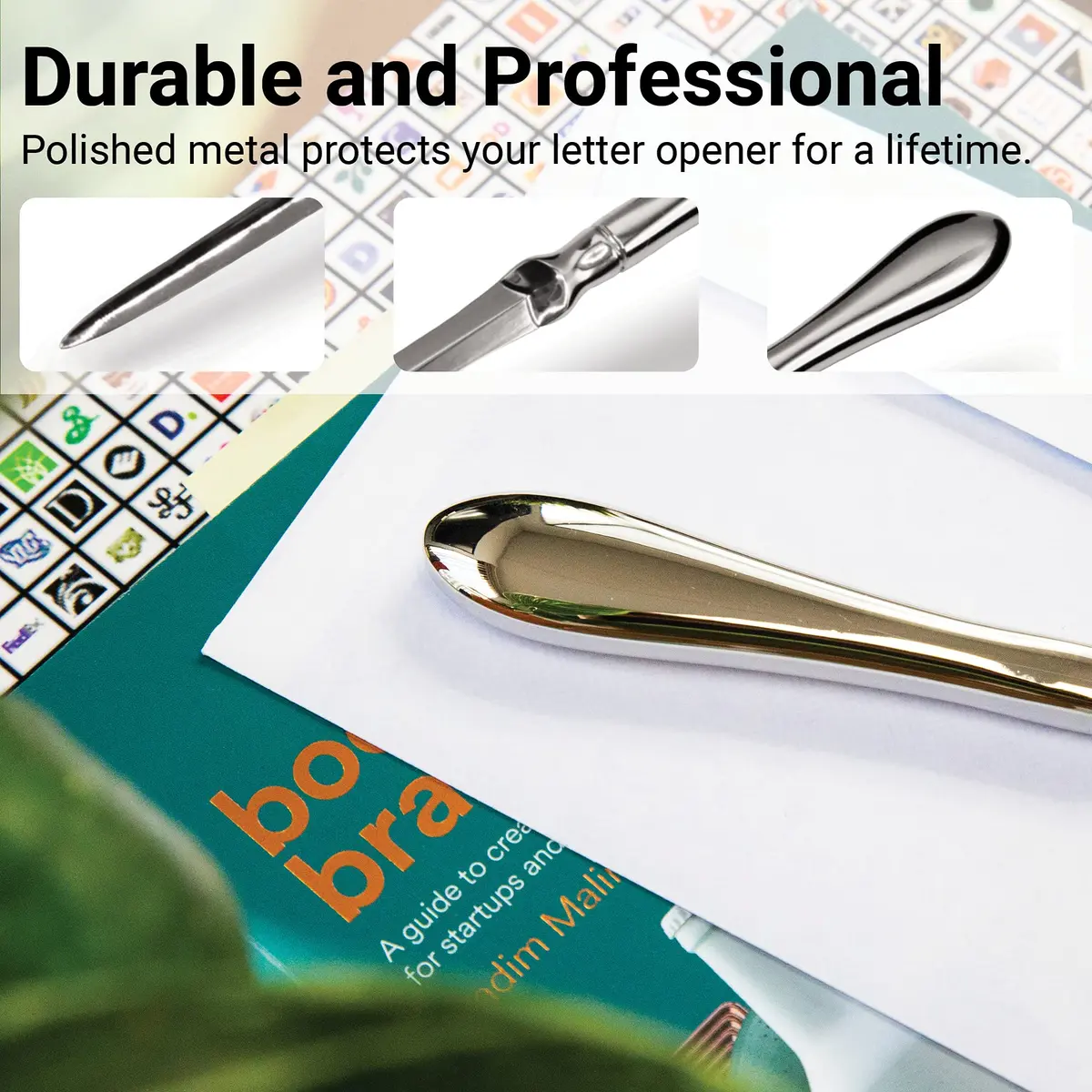 Uncommon Desks Safe Edge Letter Opener Knife Silver 1 Pack | Opens Mail Effortlessly - view 2