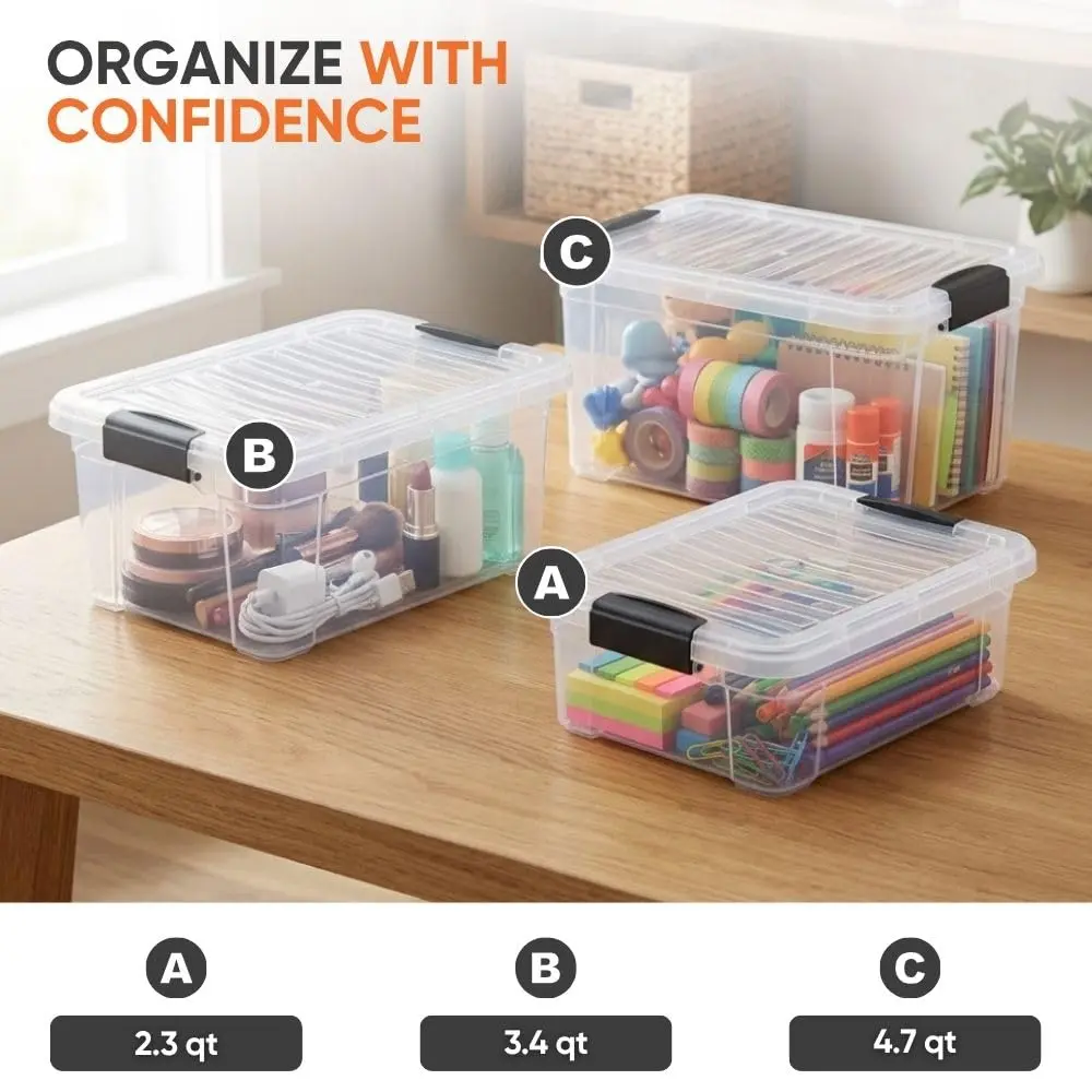 Superio 2.3 Quart Clear Plastic Storage Containers with Lids | Stackable BPA-Free Organizer Boxes - view 5
