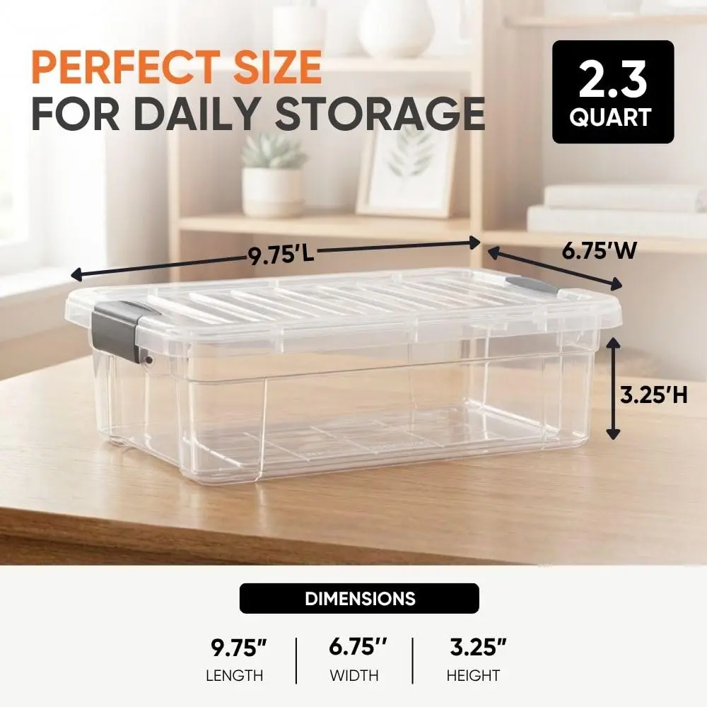 Superio 2.3 Quart Clear Plastic Storage Containers with Lids | Stackable BPA-Free Organizer Boxes - view 3