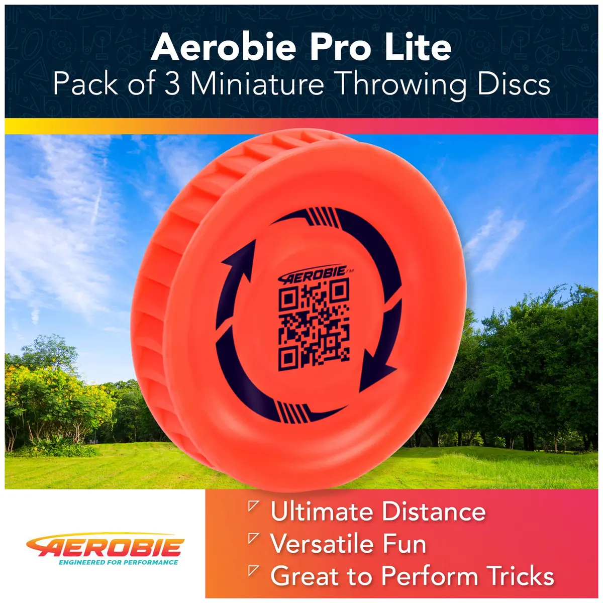 Aerobie Pro Lite Miniature Throwing Discs 3-Pack (2 Red, 1 Purple) | Perfect for Kids, Backyard Games & Disc Golf - view 2