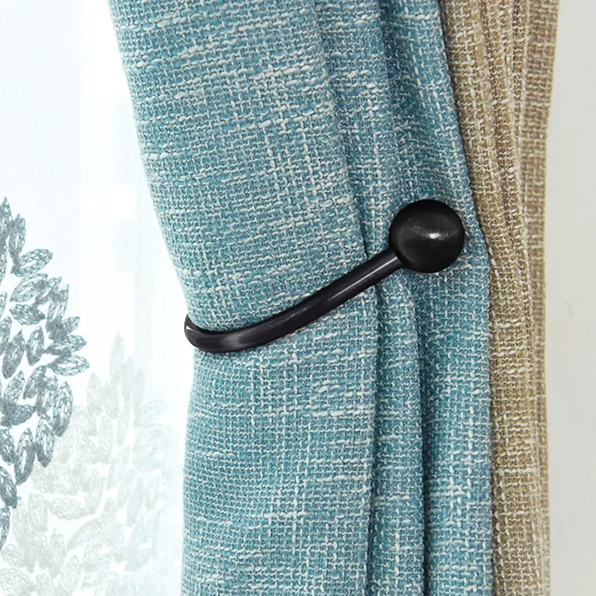 HEMOUR Black Curtain Holdback 4 Pcs | Heavy Duty Metal Wall Mounted Drapery Tiebacks - view 6