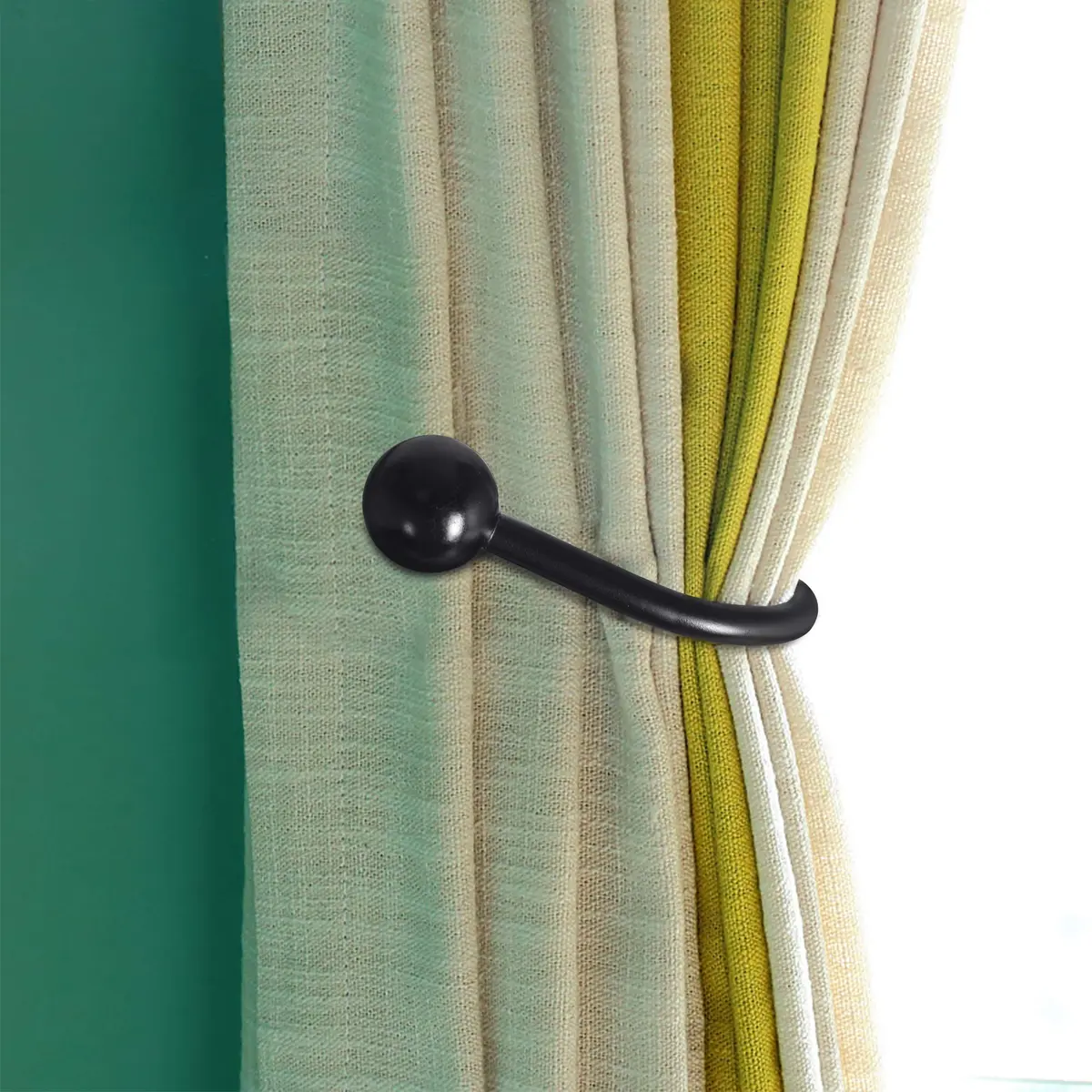 HEMOUR Black Curtain Holdback 4 Pcs | Heavy Duty Metal Wall Mounted Drapery Tiebacks - view 7