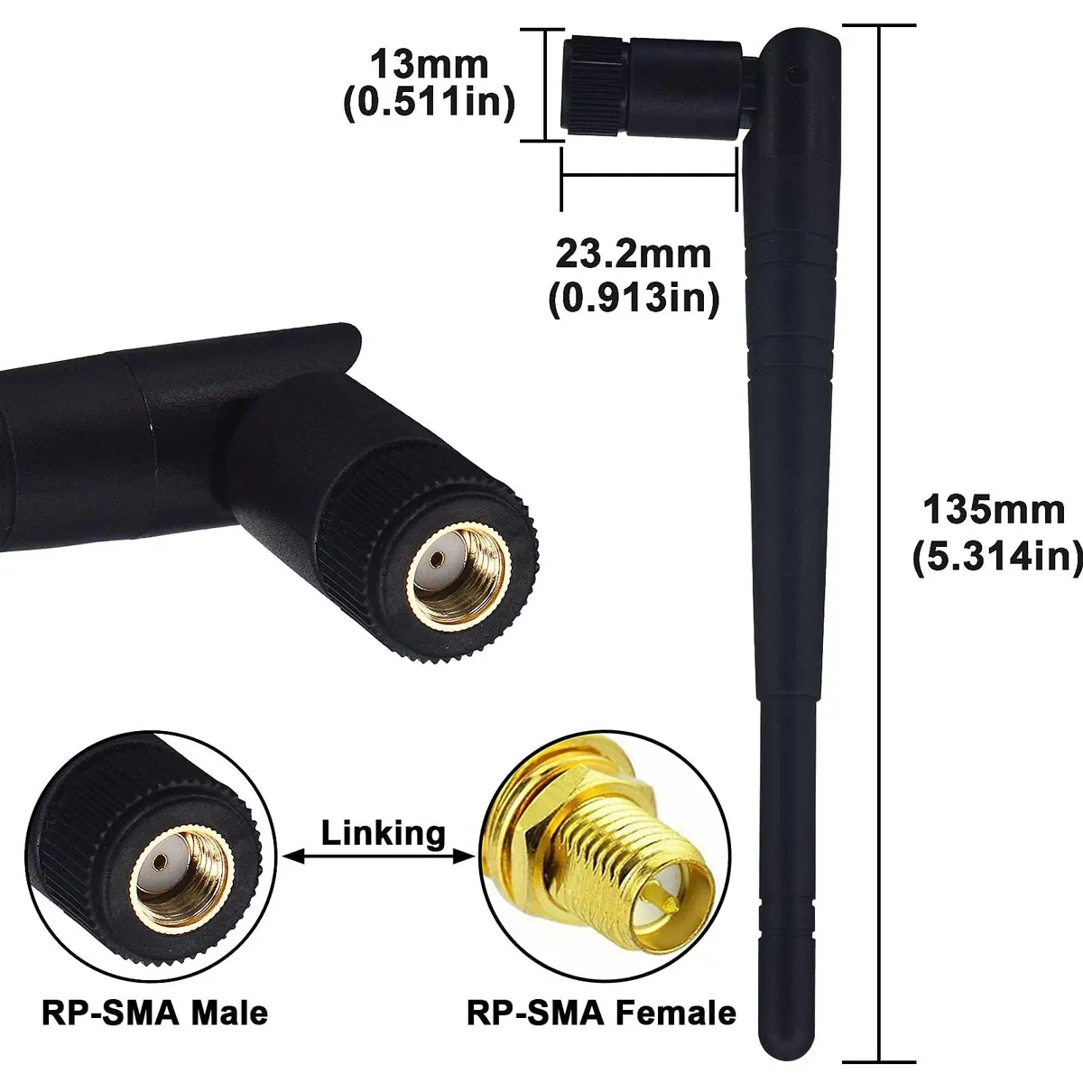 Boobrie Dual Band WiFi Antenna 8dBi High Gain 2.4GHz 5GHz 5.8GHz | Omni-Directional RP-SMA Male - view 3