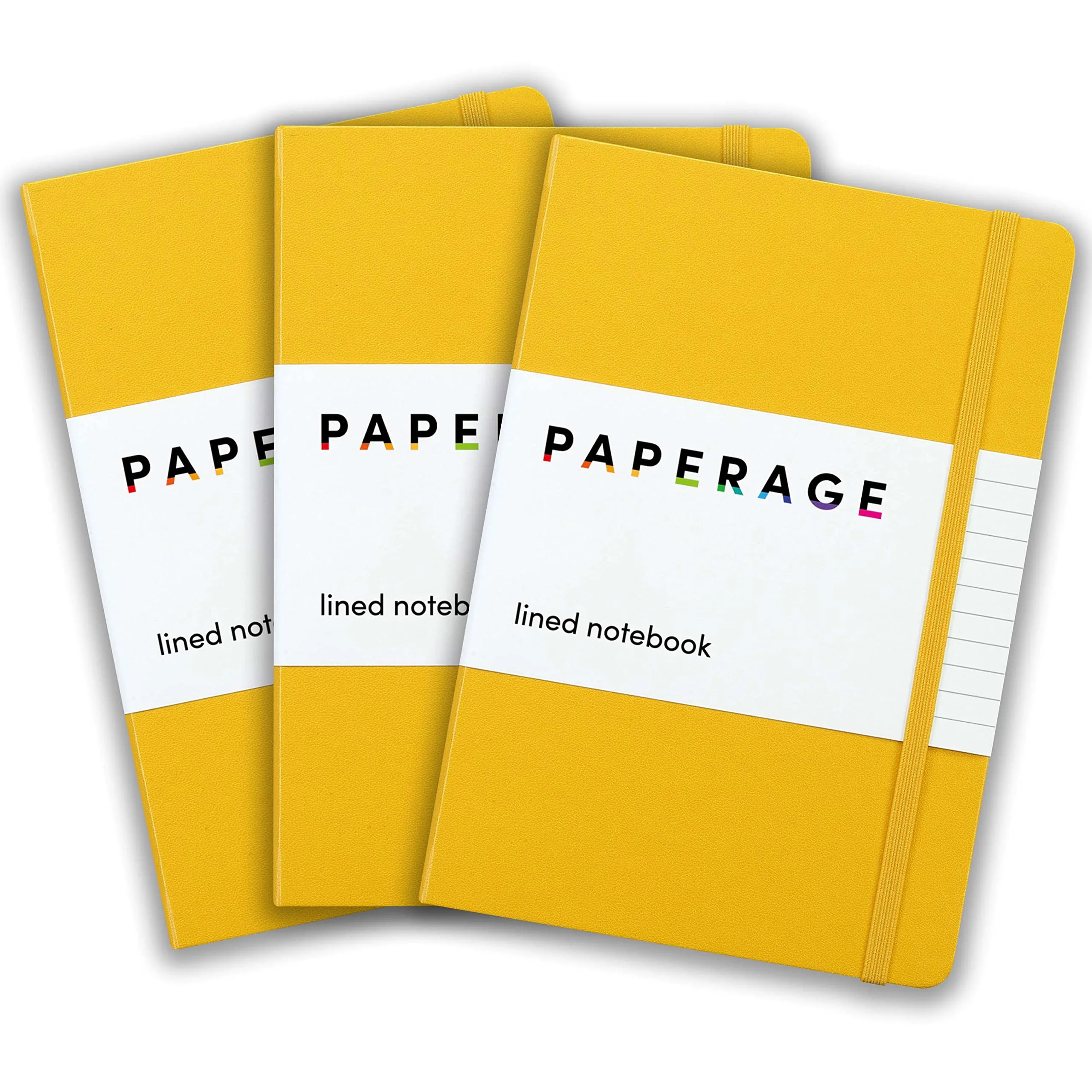 PAPERAGE Lined Journal Notebook 3 Pack (Yellow) 160 Pages, 5.6 in x 8 in | Acid-Free 100 GSM Thick Paper - main product image