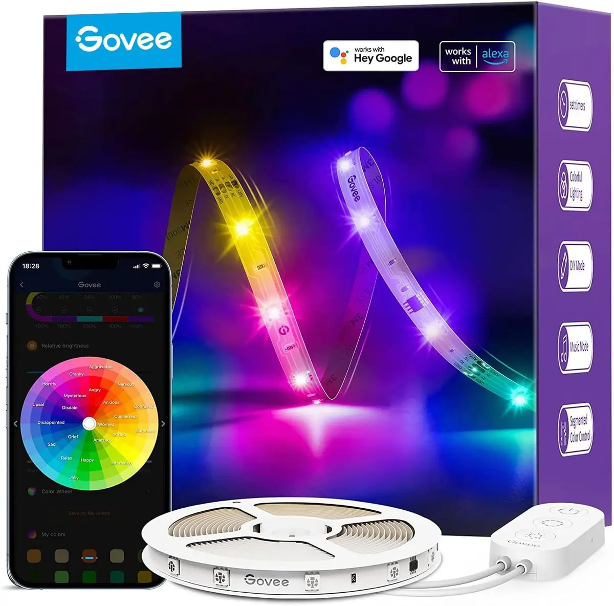 Govee RGBIC LED Strip Lights 5m (16.4ft) | Voice Control, Music Sync, AI Lighting - main product image