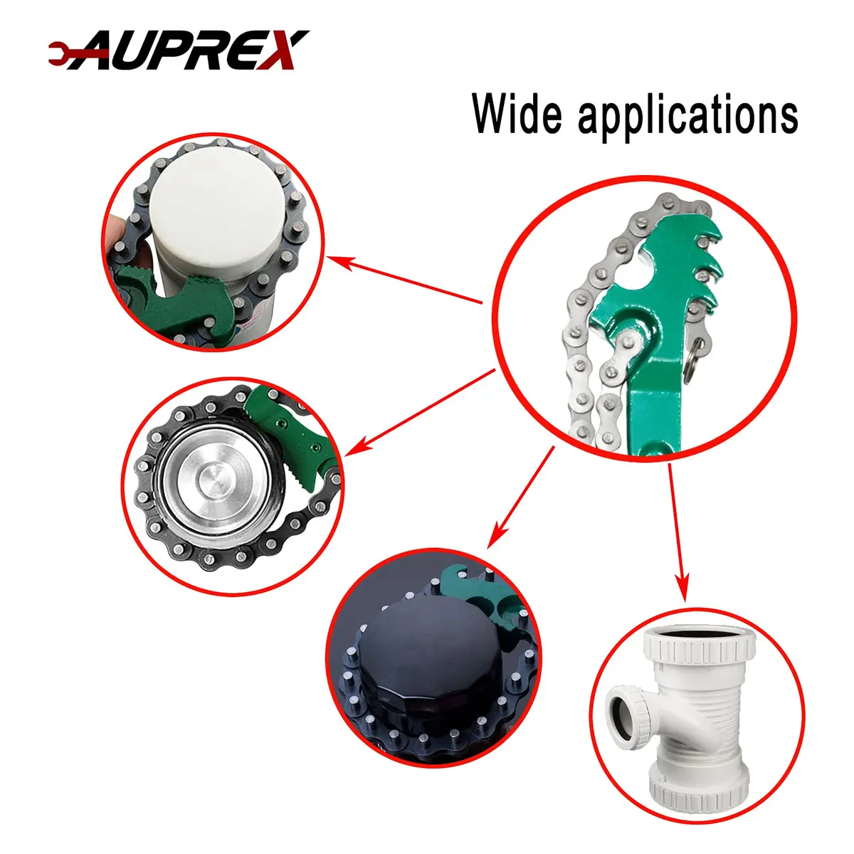 AUPREX 16 Inch Adjustable Chain Oil Filter Wrench Heavy Duty Pipe Fitter Tool | Fits 1.5” to 8” - view 7