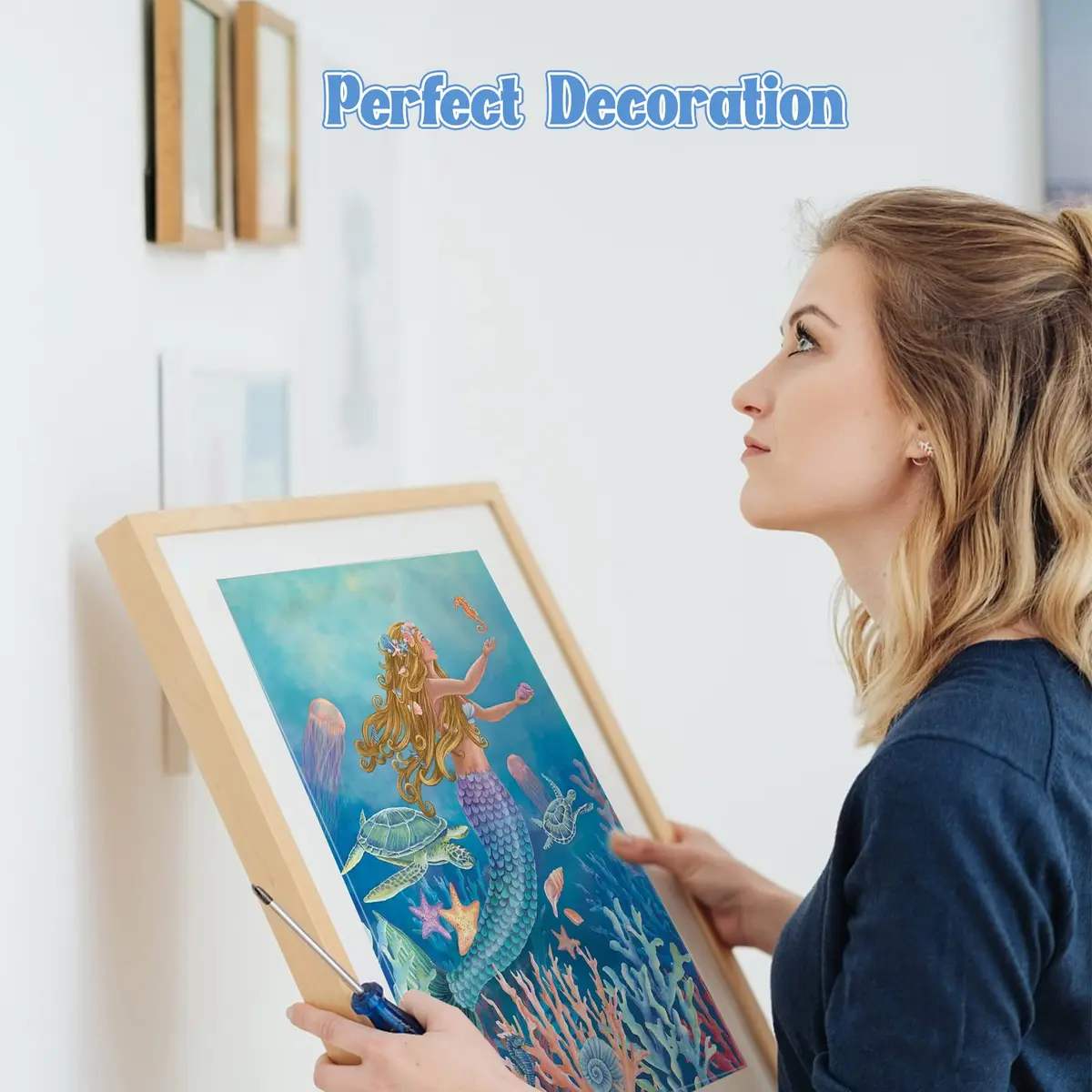 NAIMOER Mermaid Diamond Art Kits for Adults, 5D Full Drill Nautical Fish Painting 30cm x 40cm | DIY Craft for Home Wall Decor - view 5