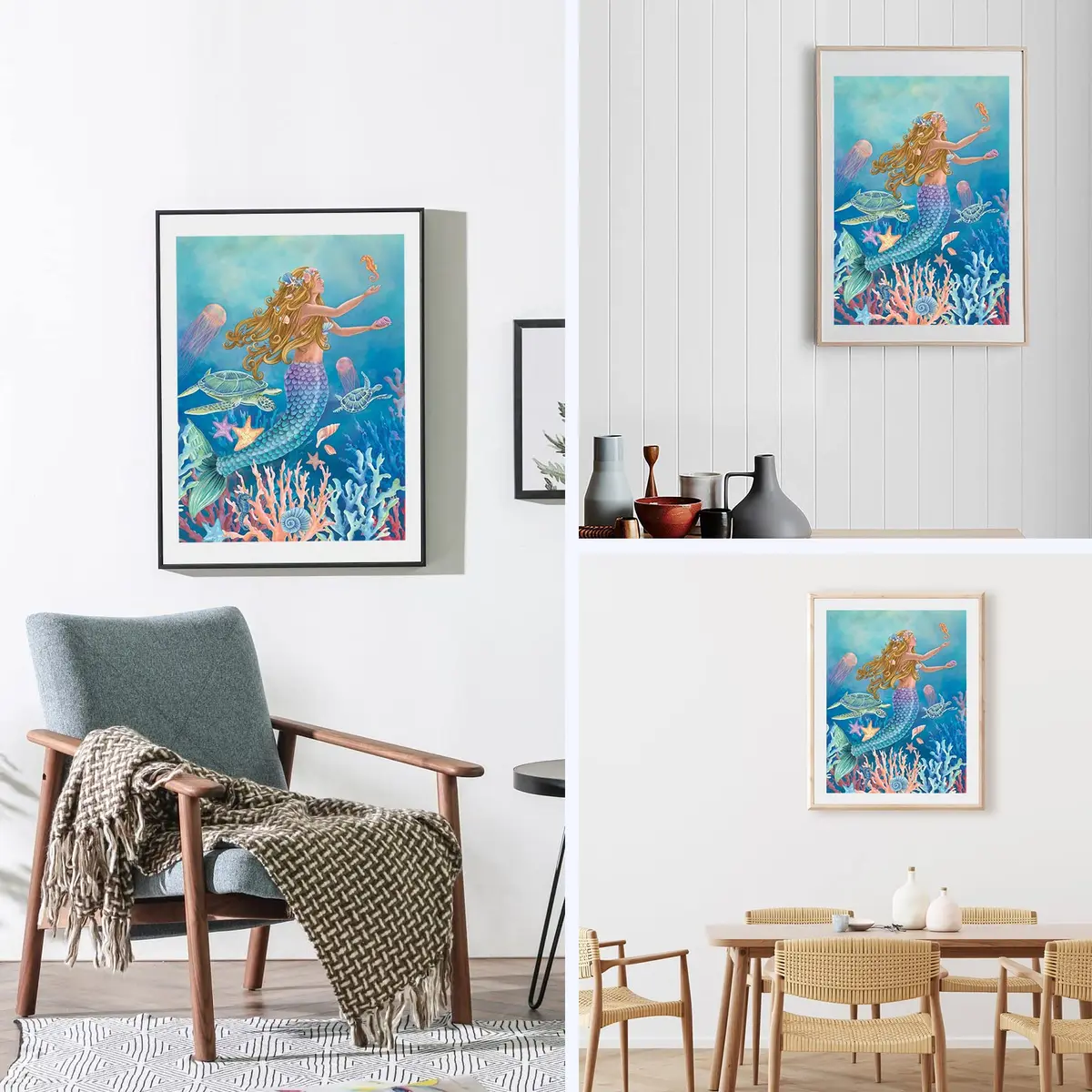 NAIMOER Mermaid Diamond Art Kits for Adults, 5D Full Drill Nautical Fish Painting 30cm x 40cm | DIY Craft for Home Wall Decor - view 3