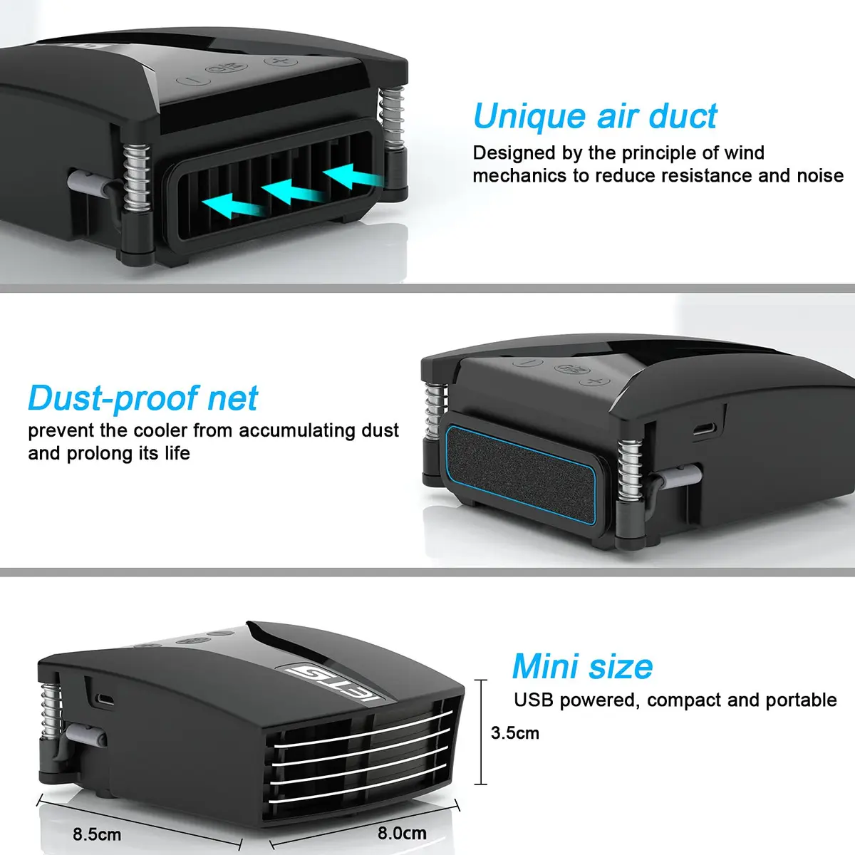 IETS GT202UB Vacuum Laptop Fan Cooler with Temperature Display | Rapid Cooling for Gaming Laptops - view 7