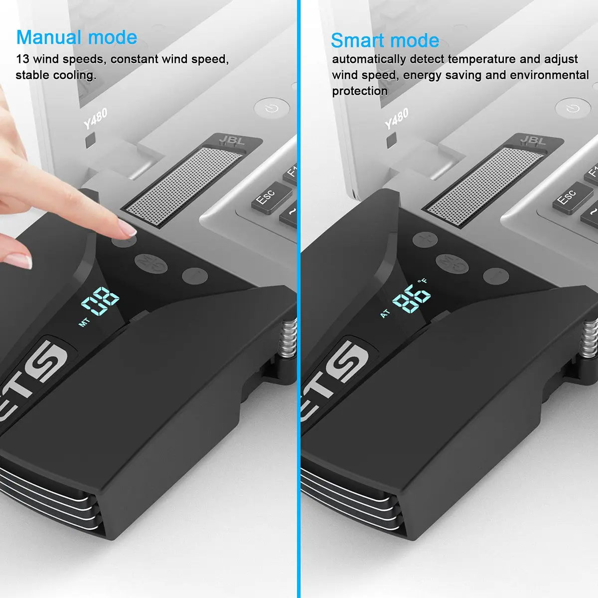 IETS GT202UB Vacuum Laptop Fan Cooler with Temperature Display | Rapid Cooling for Gaming Laptops - view 4