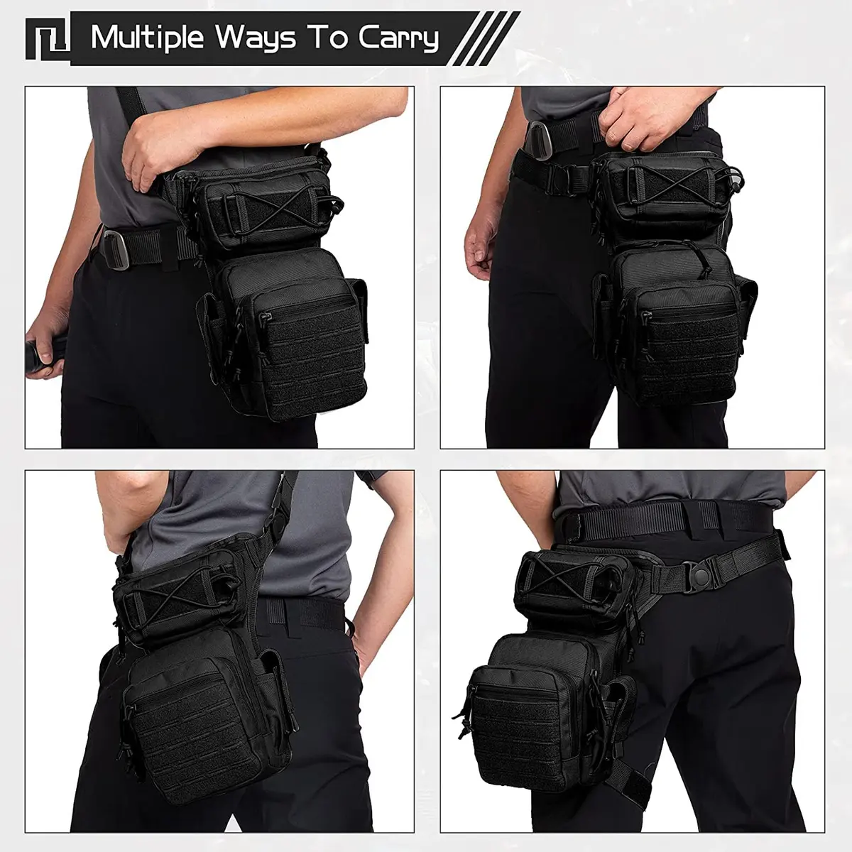 ATZB Drop Leg Bag for Men Women Military Tactical Thigh Pack 26cm x 33cm Waterproof Nylon - view 6