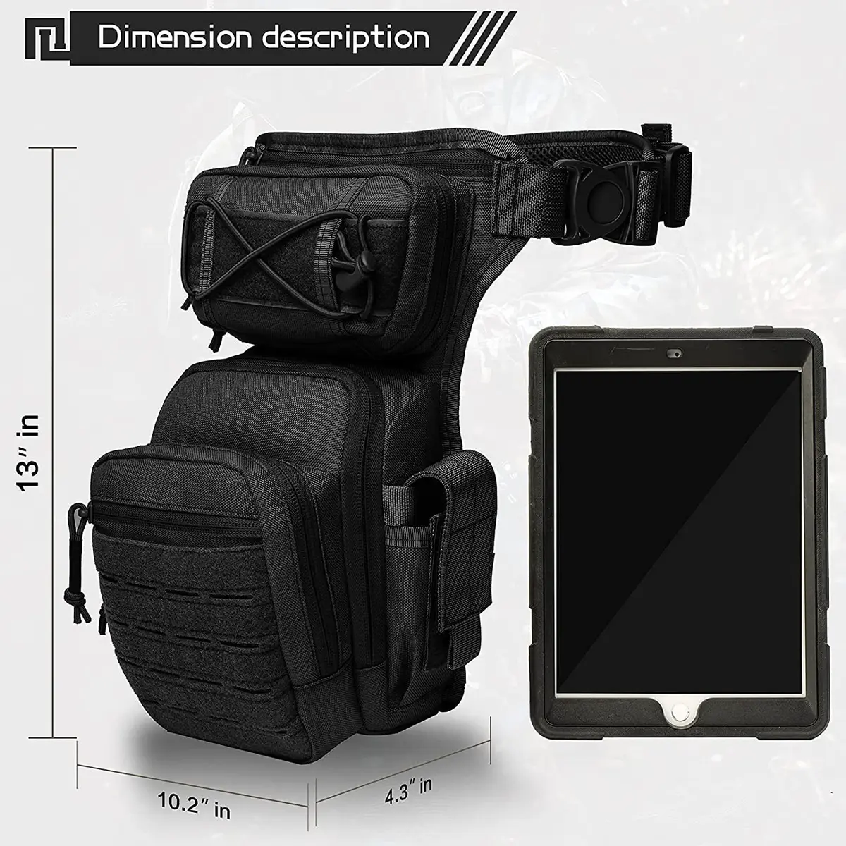 ATZB Drop Leg Bag for Men Women Military Tactical Thigh Pack 26cm x 33cm Waterproof Nylon - view 7