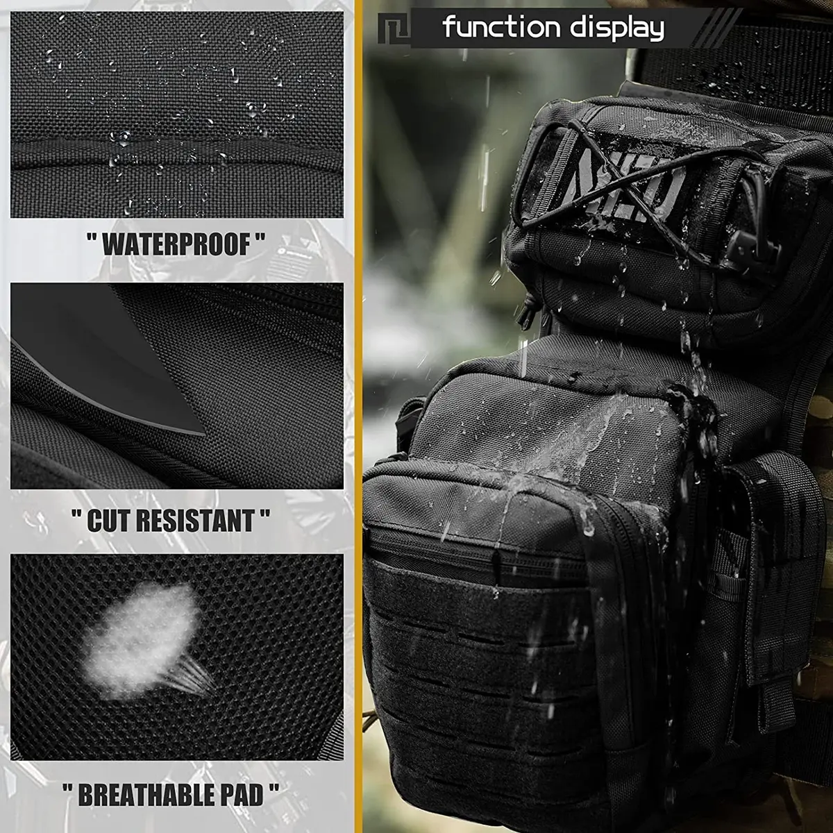 ATZB Drop Leg Bag for Men Women Military Tactical Thigh Pack 26cm x 33cm Waterproof Nylon - view 4