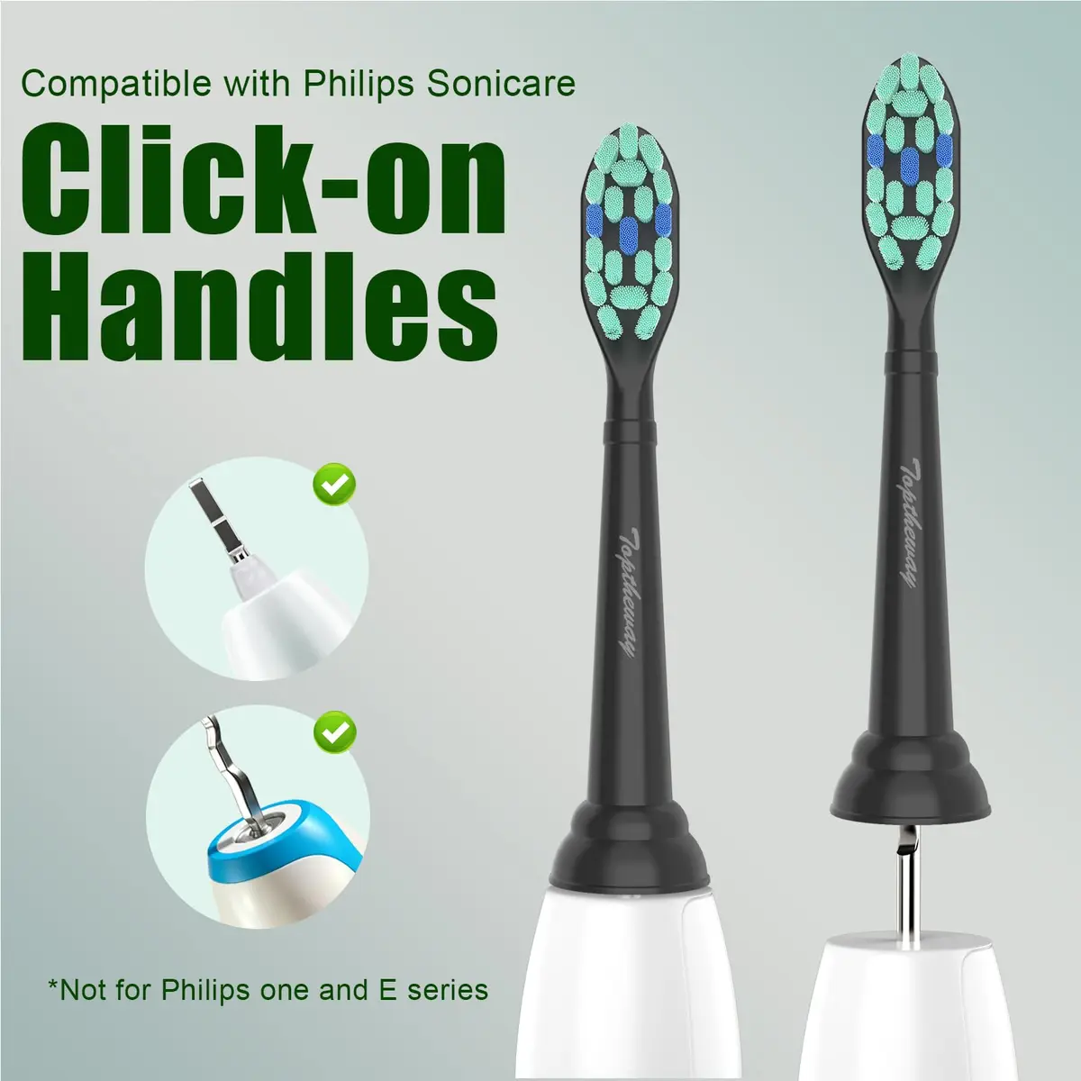 toptheway Toothbrush Replacement Heads Compatible with Philips Sonicare Black | Plaque Control 10 Pack - view 2