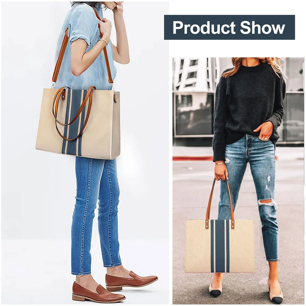 BOLOSTA Laptop Tote Bag for Women Fits 15.6 Inch | Stylish Canvas Work Tote for Travel & Daily Use - view 2
