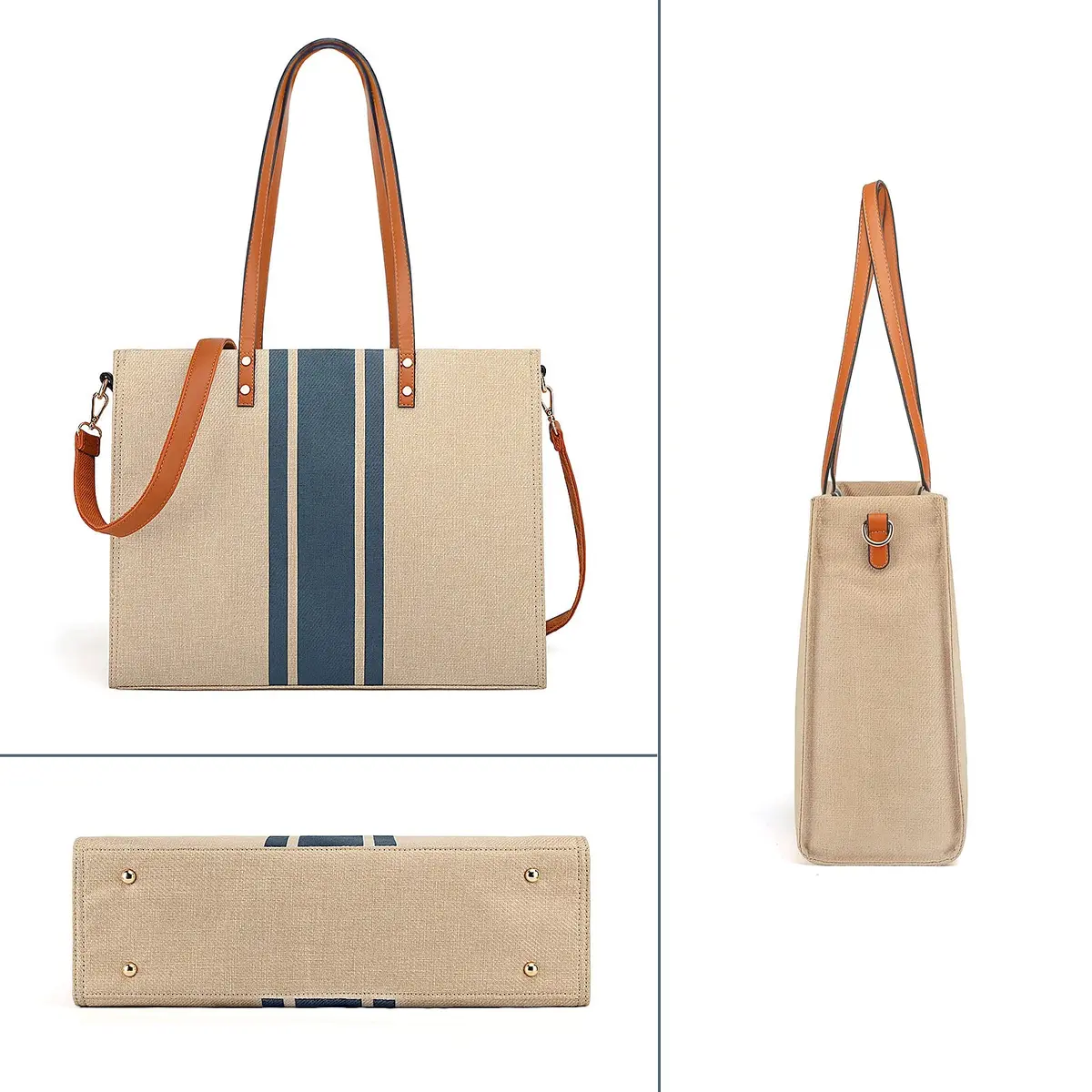 BOLOSTA Laptop Tote Bag for Women Fits 15.6 Inch | Stylish Canvas Work Tote for Travel & Daily Use - view 3