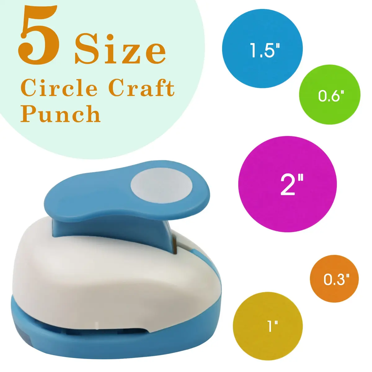 ECOHU Set of 5 Circle Paper Punches | 7.62 cm (3'') to 5.08 cm (2'') Crafting Sizes - view 2