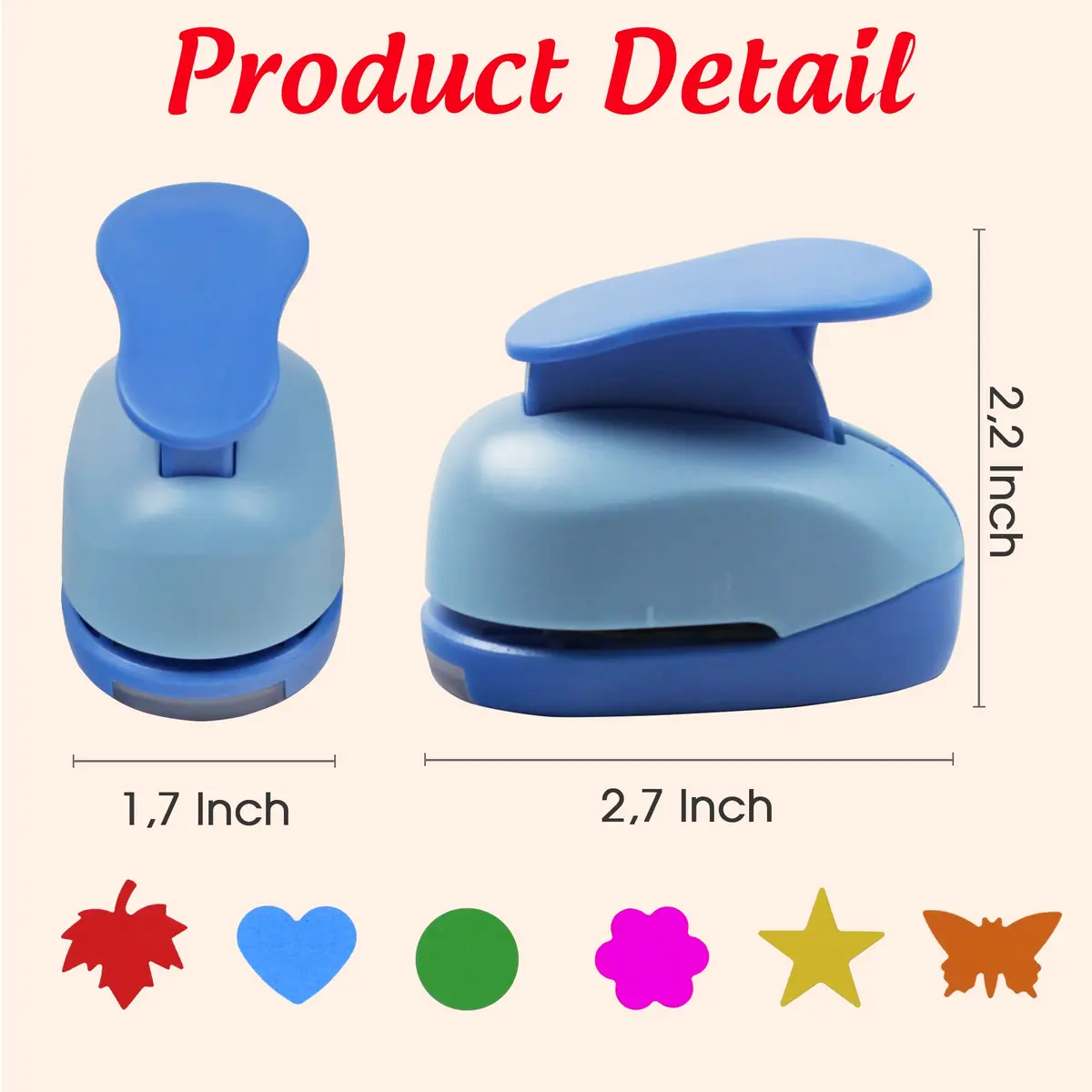 ECOHU Set of 6 Craft Hole Punches 1-inch Shapes | DIY Paper Crafting Tool - view 4