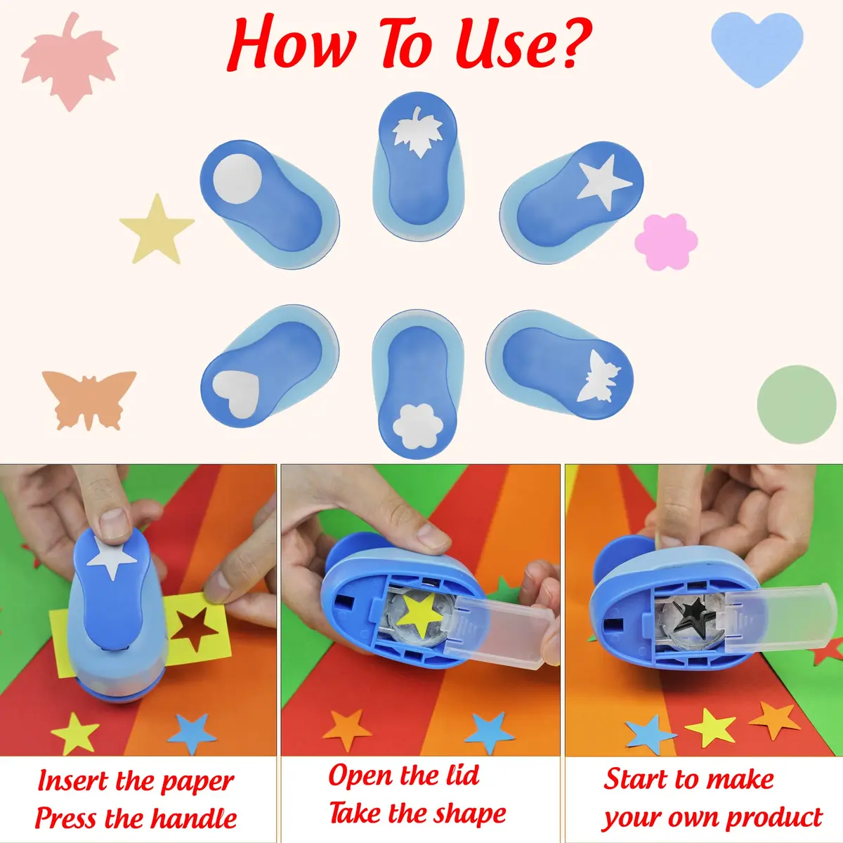 ECOHU Set of 6 Craft Hole Punches 1-inch Shapes | DIY Paper Crafting Tool - view 5