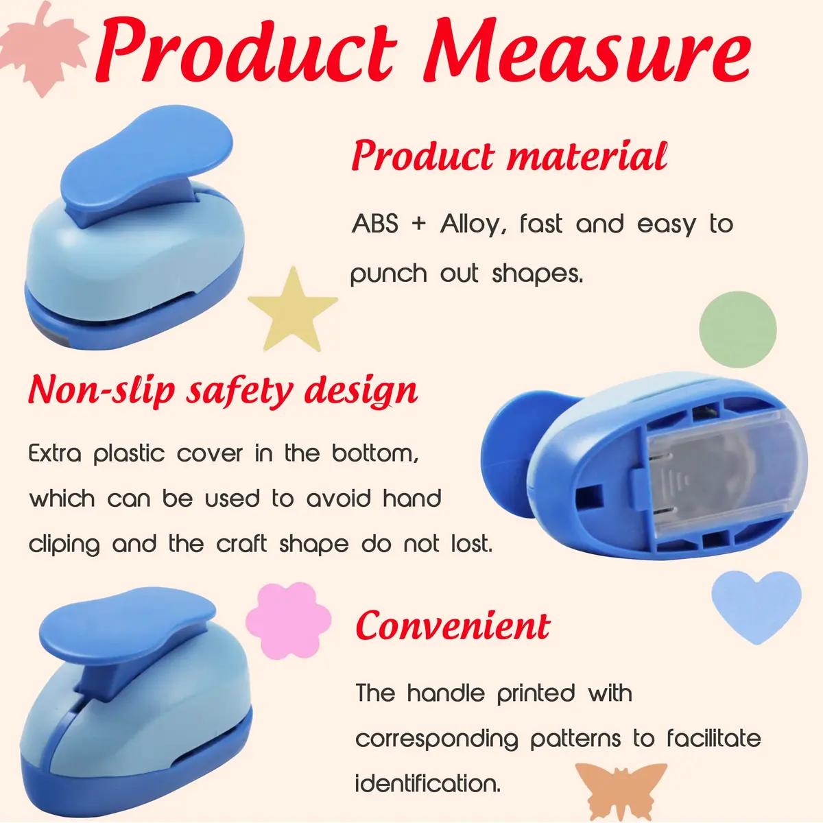 ECOHU Set of 6 Craft Hole Punches 1-inch Shapes | DIY Paper Crafting Tool - view 6