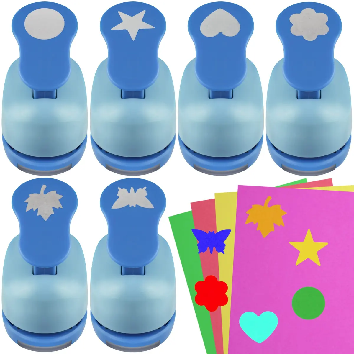 ECOHU Set of 6 Craft Hole Punches 1-inch Shapes | DIY Paper Crafting Tool - main product image