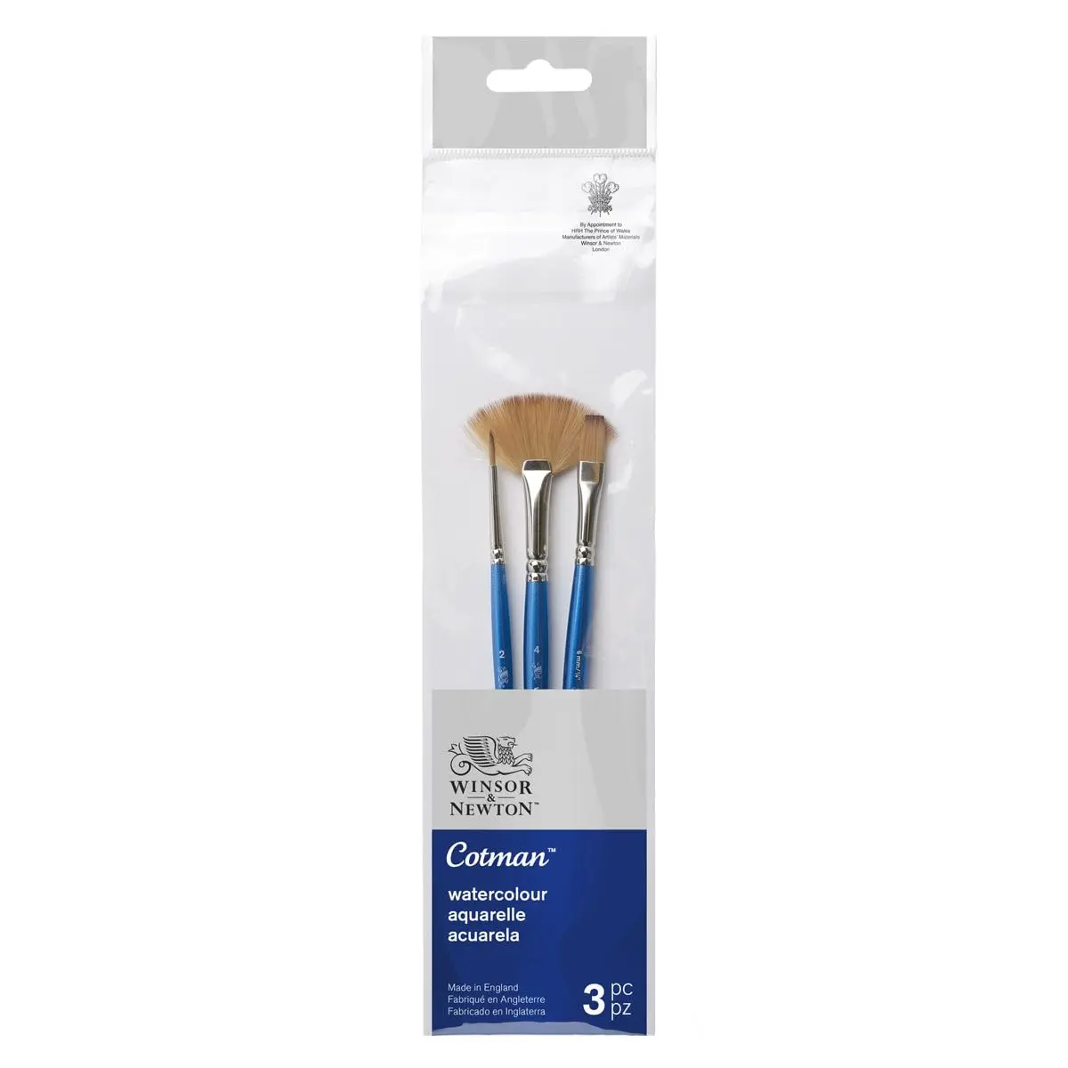Winsor & Newton Cotman Watercolour Brush Pack, Short Handle, 3 pack, #3 | Synthetic Fibres, Durable, Easy Clean - main product image