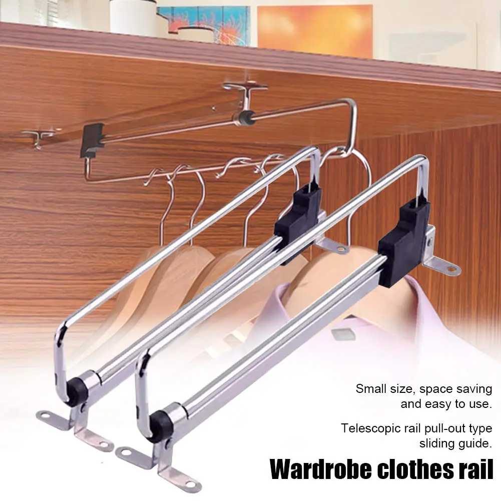 QOTSTEOS Heavy Duty Retractable Wardrobe Closet Pull Out Rod 30cm | Space-Saving Iron Organizer - view 6