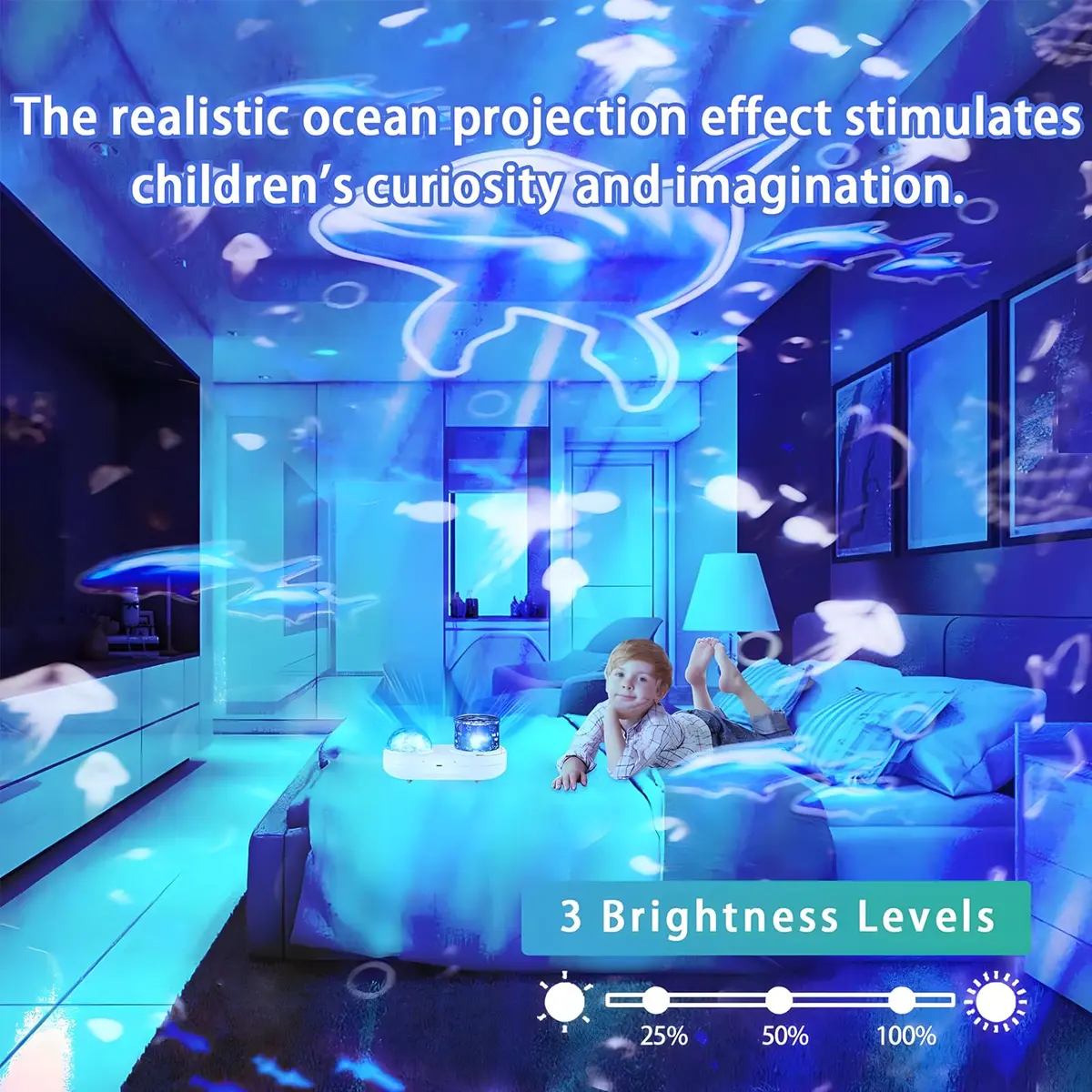 ONXE Ocean Kids Night Light Projector with 7 Films & Timer | 360° Rotating Jellyfish Lamp - view 6
