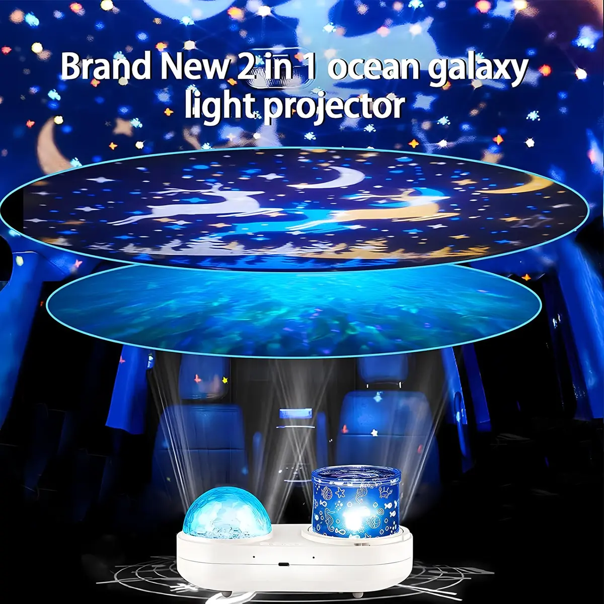 ONXE Ocean Kids Night Light Projector with 7 Films & Timer | 360° Rotating Jellyfish Lamp - view 2