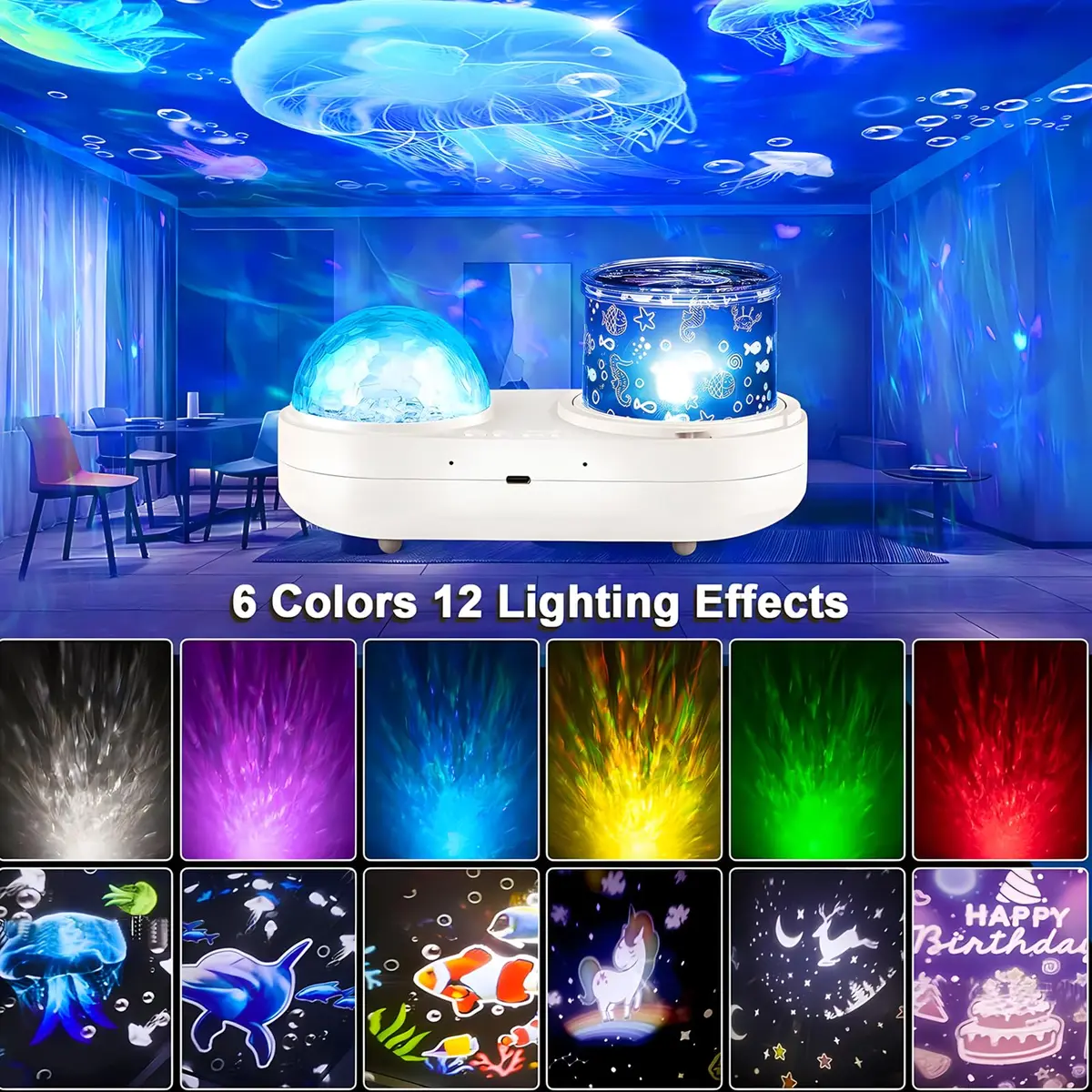 ONXE Ocean Kids Night Light Projector with 7 Films & Timer | 360° Rotating Jellyfish Lamp - view 4