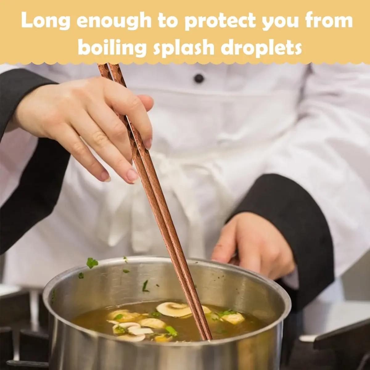 Rockhouse Beech Wood Cooking Chopsticks 42cm (16.5") | Anti-Slip Texture for Frying & Hotpot - view 4