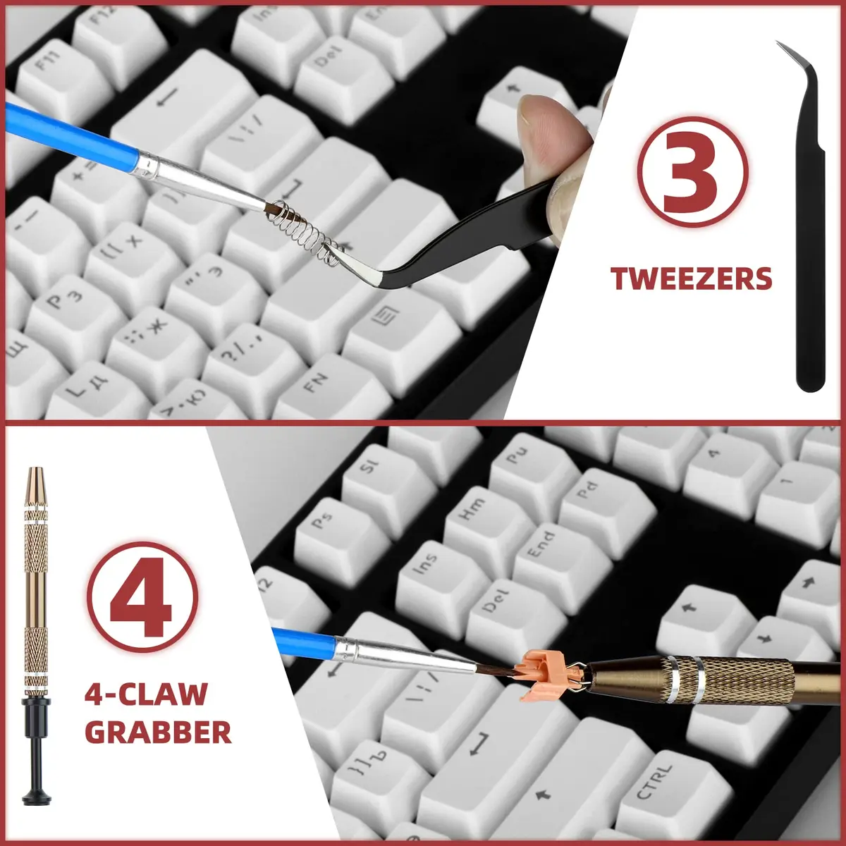 YIMAGUJRX RUNJRX Keyboard Lube Kit with Tweezers, Keycap Puller, Switch Puller, 4-Claw Grabber, Lube Pen for Custom Keyboard - view 5