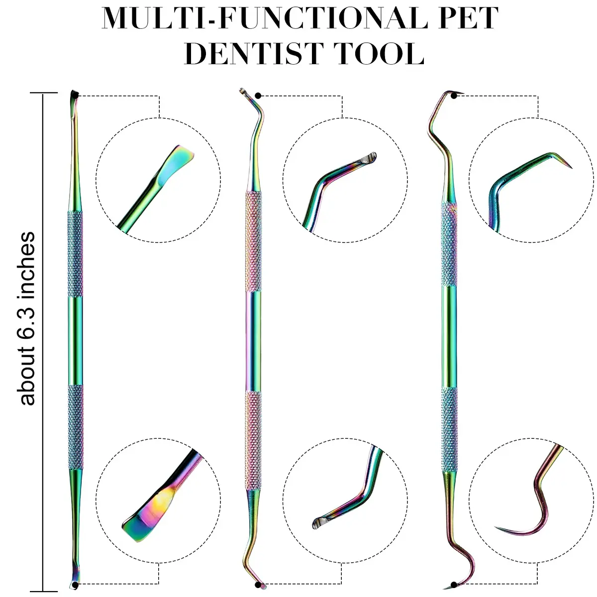 Hotop Dog Tooth Scaler Scraper Dental Tool Stainless Steel Rainbow Color | Pet Dental Care - view 2
