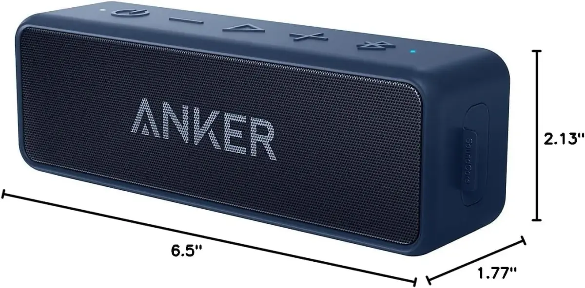 Anker Soundcore 2 Portable Bluetooth Speaker, Navy Blue | 12W Stereo Sound, IPX7 Waterproof, 24-Hour Playtime - view 9