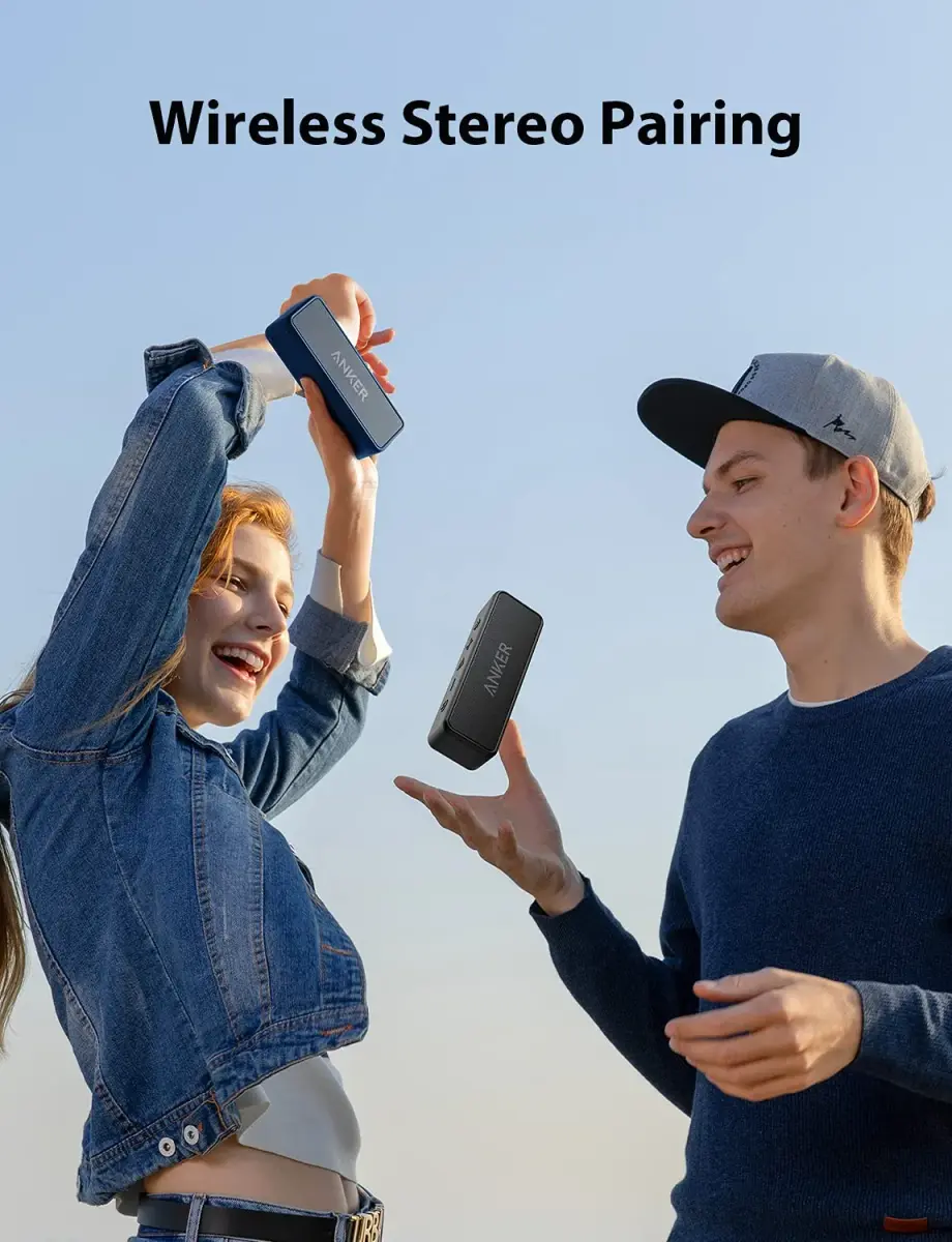 Anker Soundcore 2 Portable Bluetooth Speaker, Navy Blue | 12W Stereo Sound, IPX7 Waterproof, 24-Hour Playtime - view 2