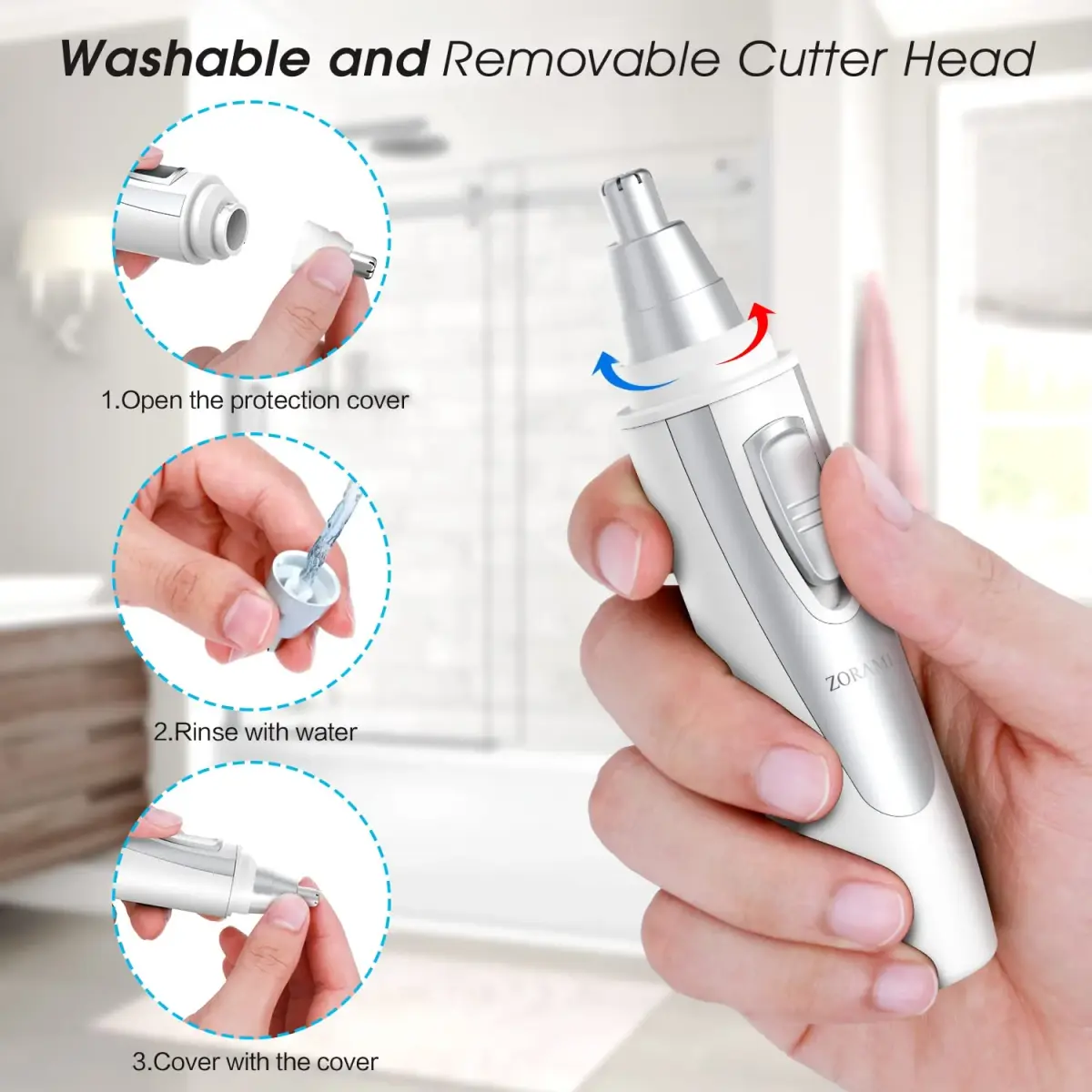 ZORAMI Ear and Nose Hair Trimmer Clipper for Men Women | IPX7 Waterproof, Dual-Edge Blades - view 5