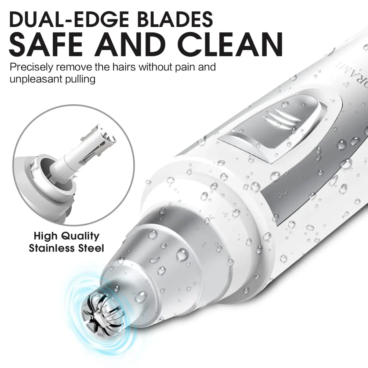 ZORAMI Ear and Nose Hair Trimmer Clipper for Men Women | IPX7 Waterproof, Dual-Edge Blades - view 3