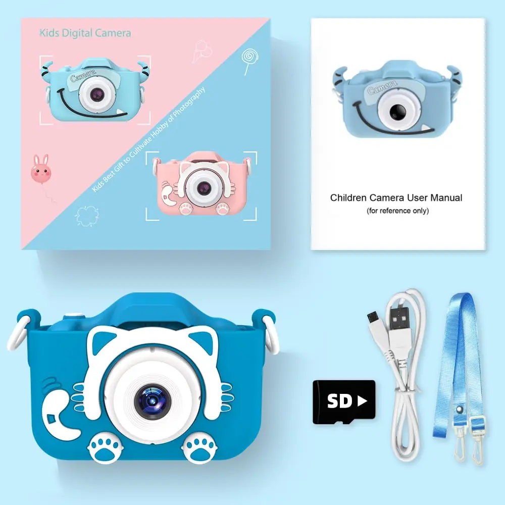 Goopow Kids Camera Toys for 3-8 Year Old Girls Boys, Children Digital Video Camcorder Camera with Cartoon Soft Cover, Best Chritmas Birthday Festival Gift for Kids - 32G SD Card Included - view 8