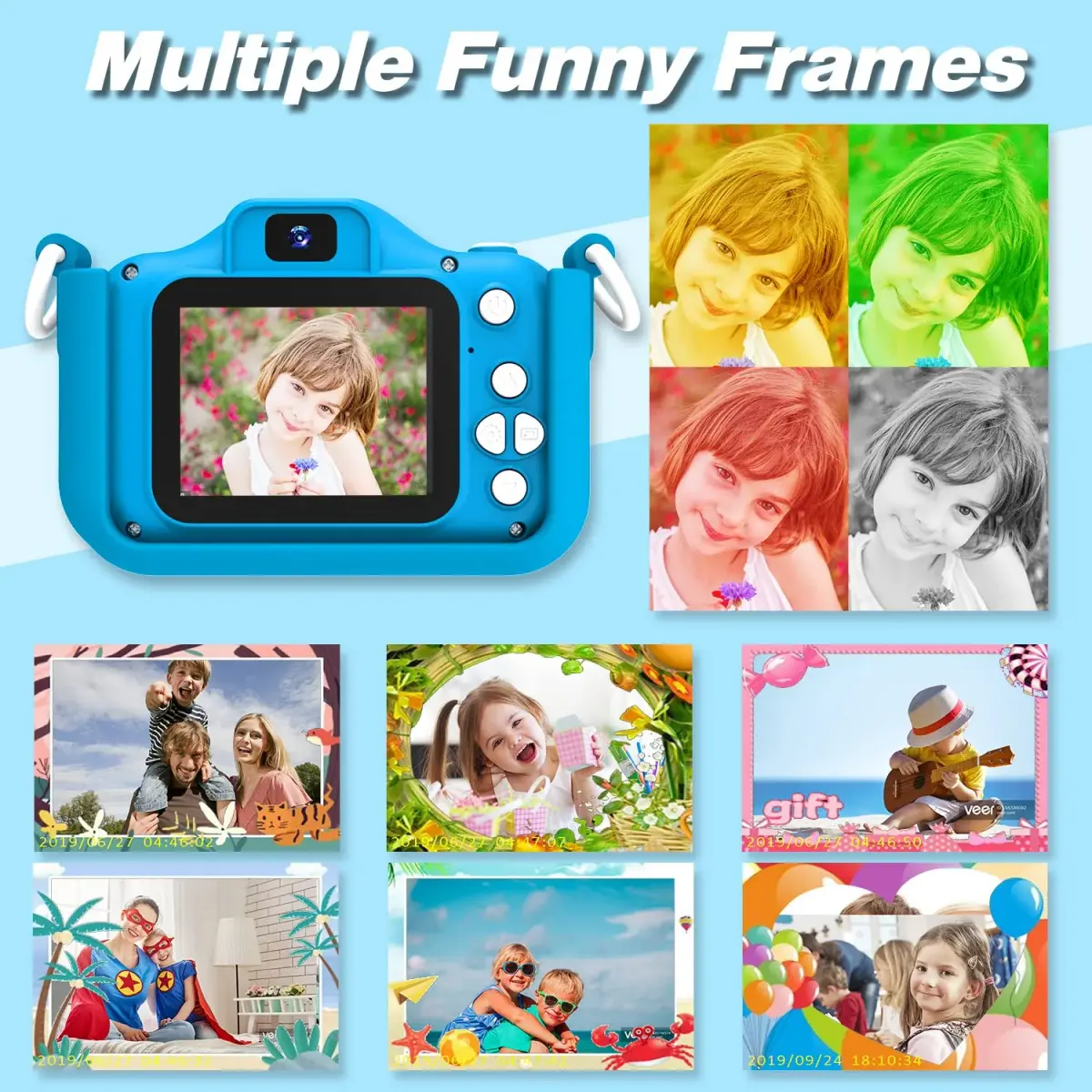 Goopow Kids Camera Toys for 3-8 Year Old Girls Boys, Children Digital Video Camcorder Camera with Cartoon Soft Cover, Best Chritmas Birthday Festival Gift for Kids - 32G SD Card Included - view 5
