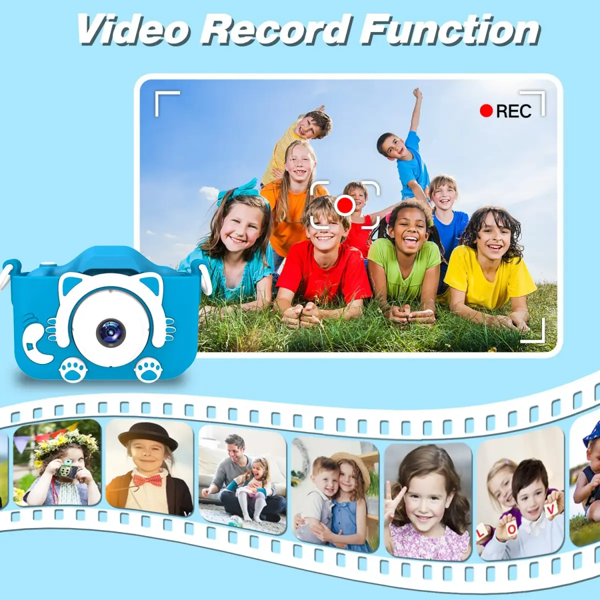 Goopow Kids Camera Toys for 3-8 Year Old Girls Boys, Children Digital Video Camcorder Camera with Cartoon Soft Cover, Best Chritmas Birthday Festival Gift for Kids - 32G SD Card Included - view 6