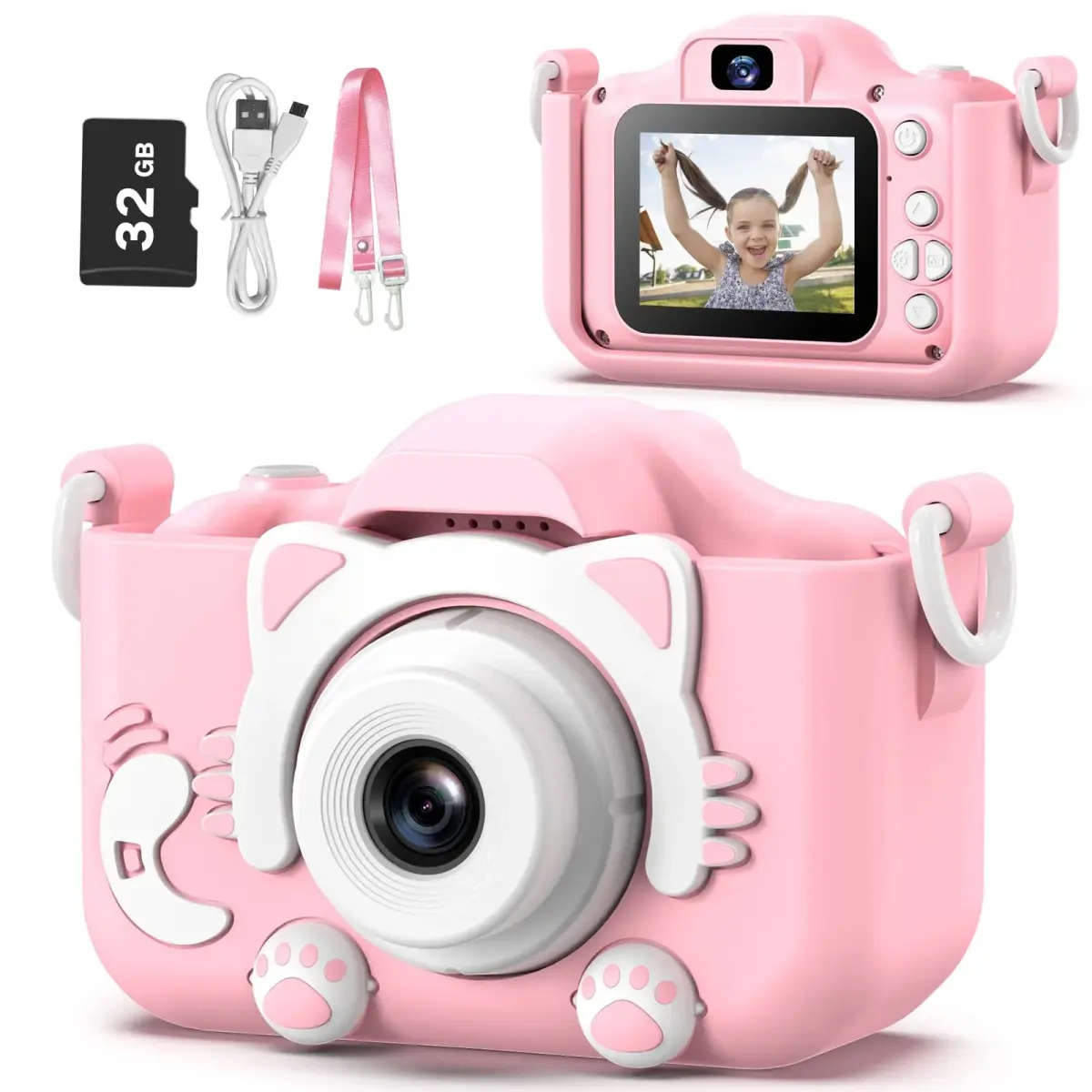 Goopow Kids Camera Toys for 3-8 Year Old Girls Boys, Children Digital Video Camcorder Camera with Cartoon Soft Cover, Best Chritmas Birthday Festival Gift for Kids - main product image