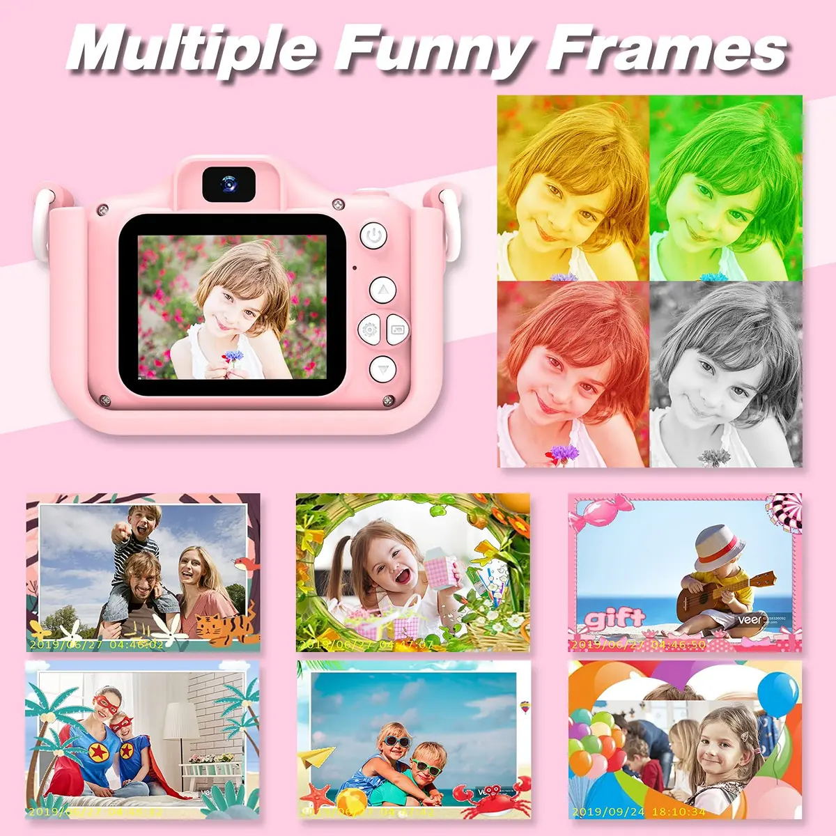Goopow Kids Digital Camera Pink-Cat | 1080P HD Video, 8X Digital Zoom, 32GB SD Card Included - view 5