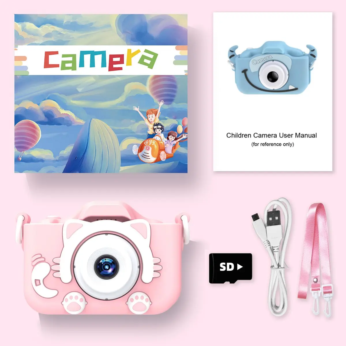 Goopow Kids Digital Camera Pink-Cat | 1080P HD Video, 8X Digital Zoom, 32GB SD Card Included - view 8