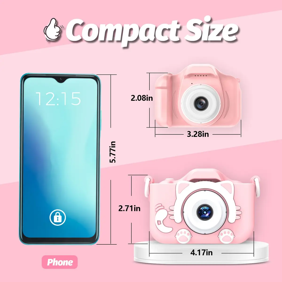 Goopow Kids Digital Camera Pink-Cat | 1080P HD Video, 8X Digital Zoom, 32GB SD Card Included - view 2