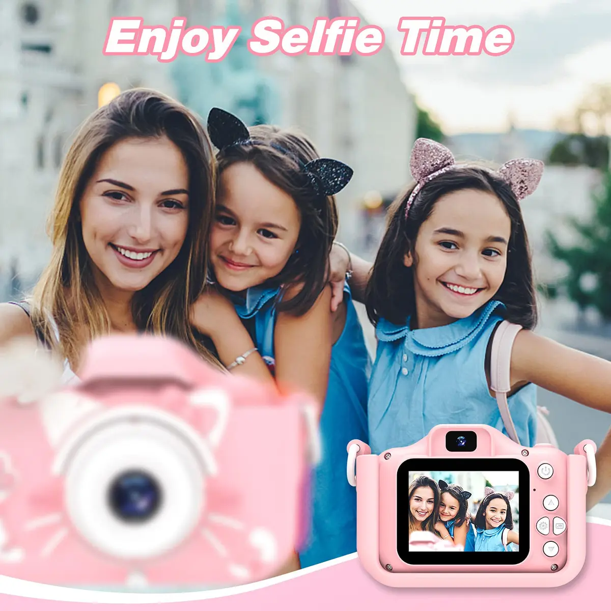 Goopow Kids Digital Camera Pink-Cat | 1080P HD Video, 8X Digital Zoom, 32GB SD Card Included - view 4