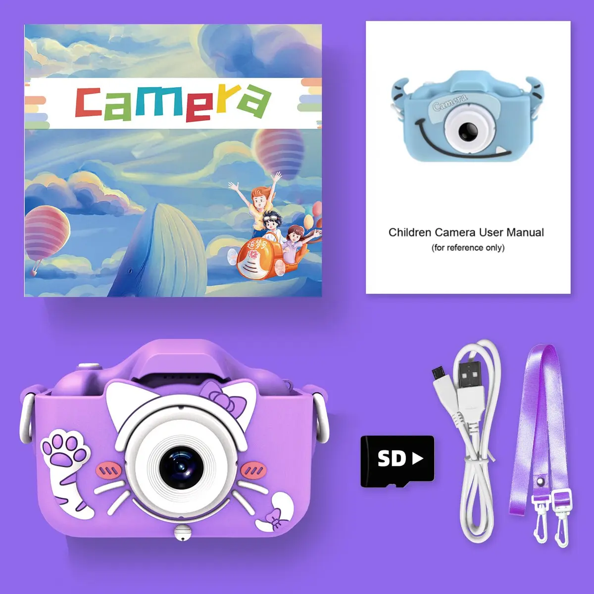 Goopow Kids Digital Camera Purple-Cat | 12MP (1440x1080) HD Video, 8x Digital Zoom, 2" LCD Screen, 32GB Card Included - view 8