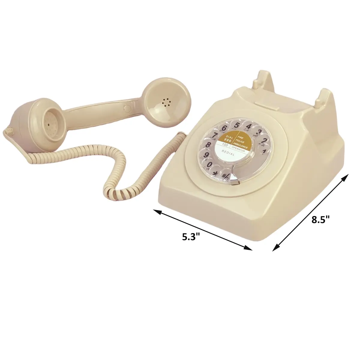 Benotek Retro Rotary Dial Telephone Ivory | Classic 1980s European Style Wired Landline Phone - view 4