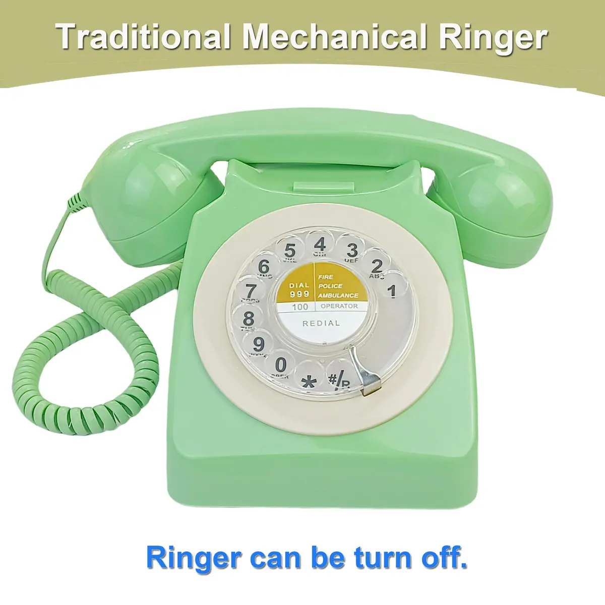 Benotek Vintage Retro Rotary Dial Landline Phone | Classic 1980s European Style, Bright Colors, Durable, Plug & Play, Ideal for Home & Office - view 5